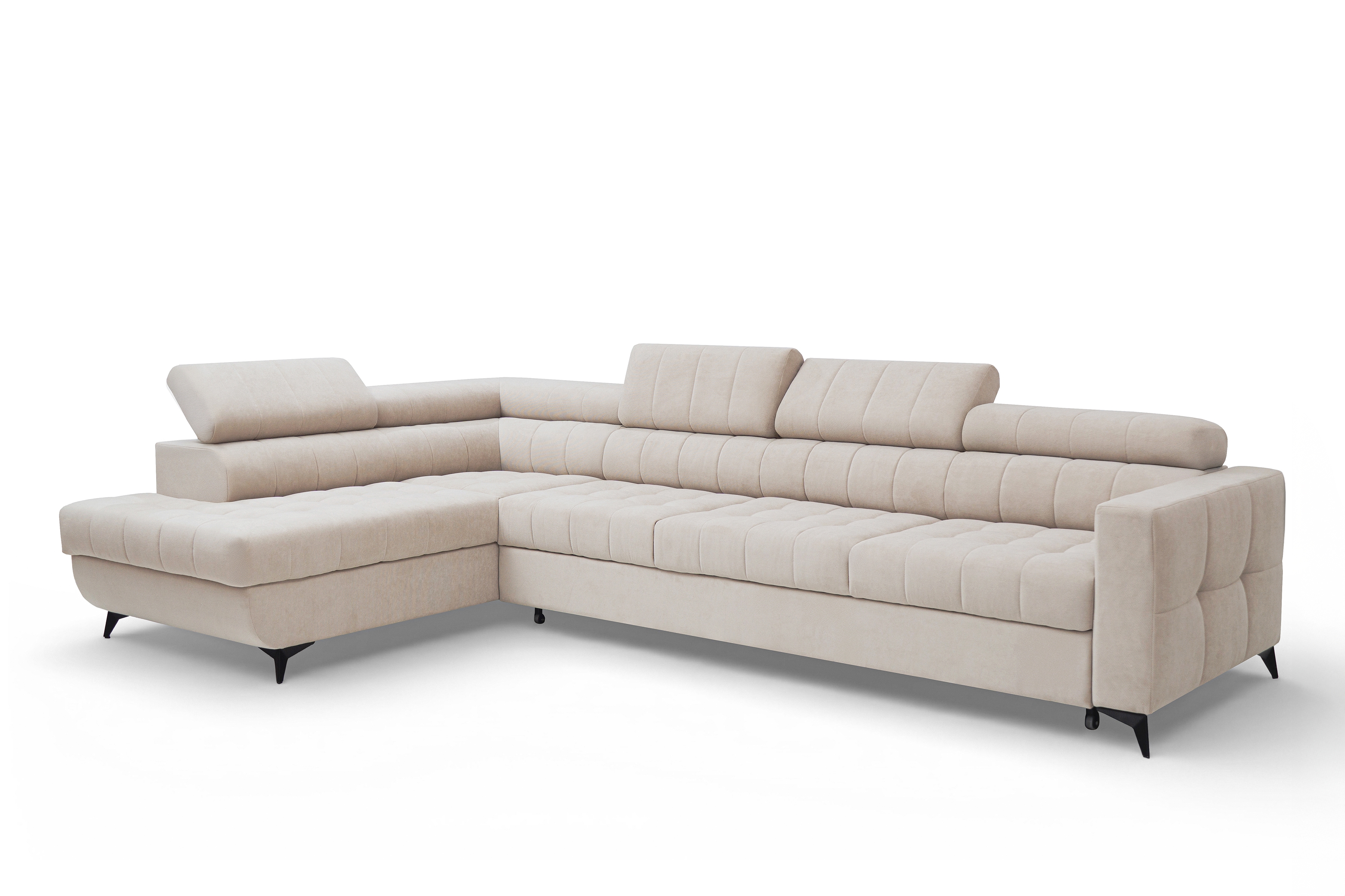 Rohová sedačka Nardo Maxi s funkciou spania ľavá - béžový plyš Pretty 03