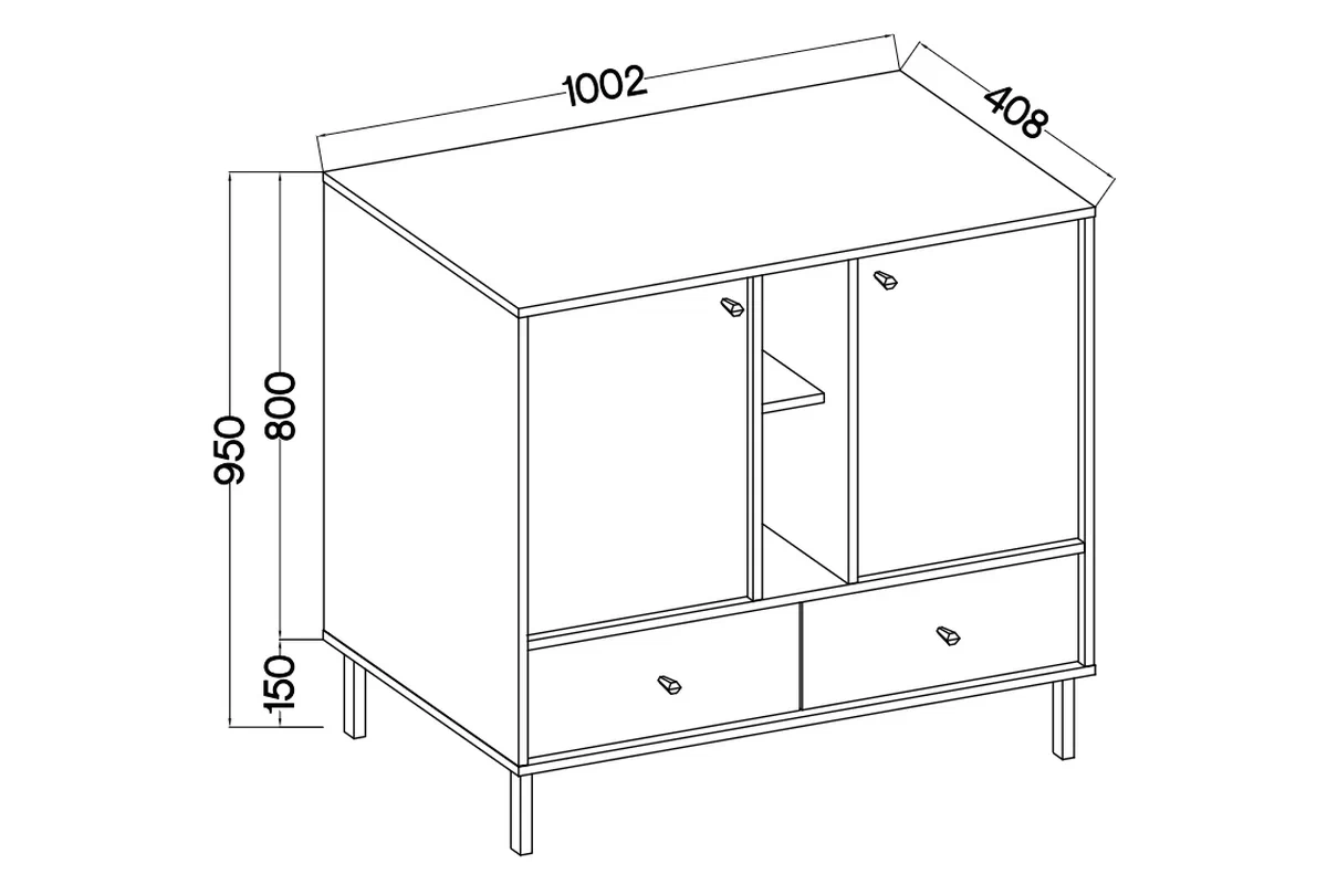 Komoda Lotina II 2F3S so zásuvkami 100 cm - Béžová Pieskový / zlote nožičky