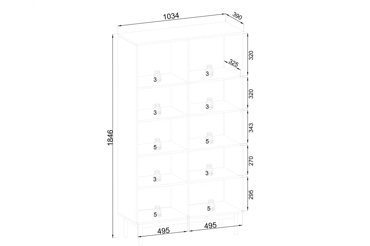 Vitrína stojaca Jolinio 104 cm - kašmír / čierny nožičky