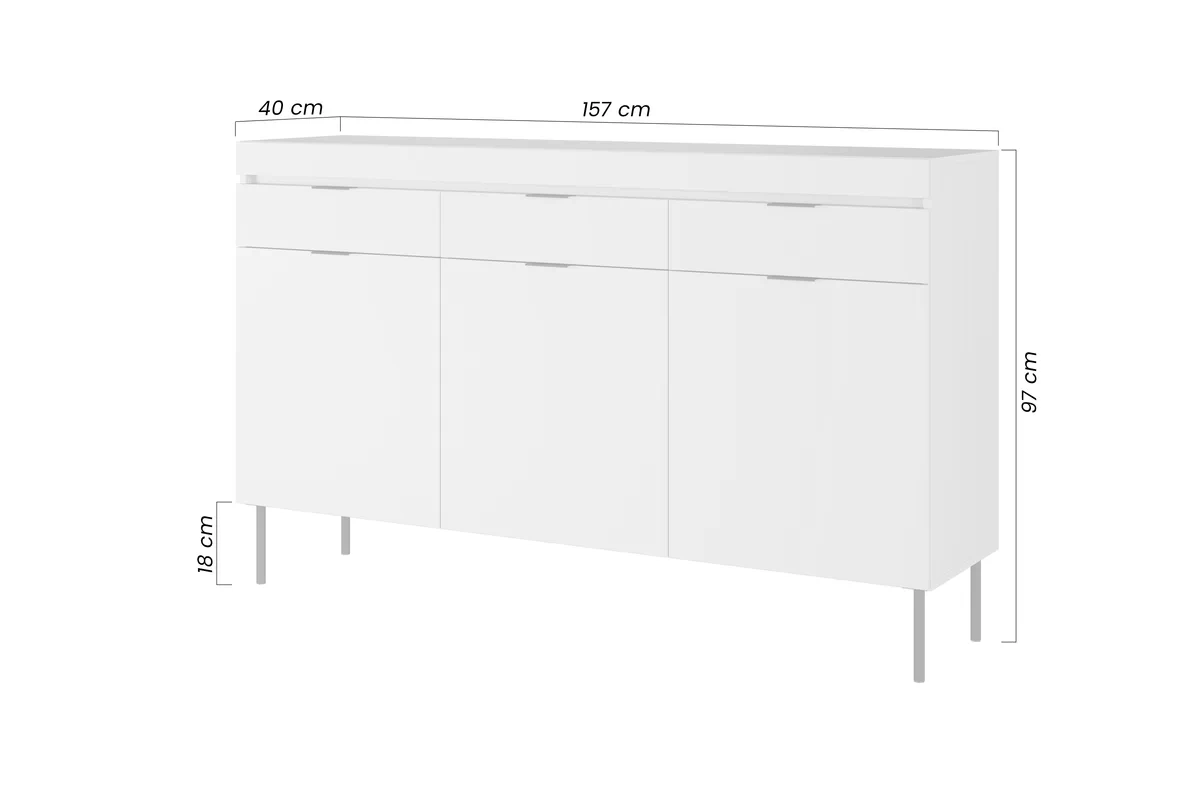 Komoda trojdverová Sentia 157 s tromi zásuvkami - kašmír / Čierny - Výpredaj eekspozycji 