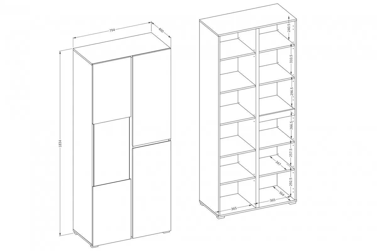 Vitrína Gramon 79 cm - biela / čierny