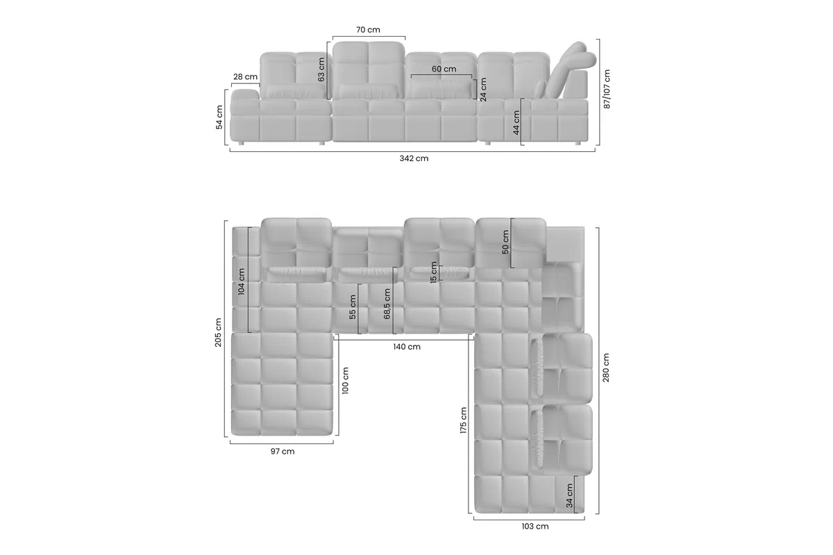 Rohová sedacia súprava Magnelio U II elektryczny s funkciou spánku Ľavá strana - Hnedá dzianina ľahkočistiaca Zoya 02