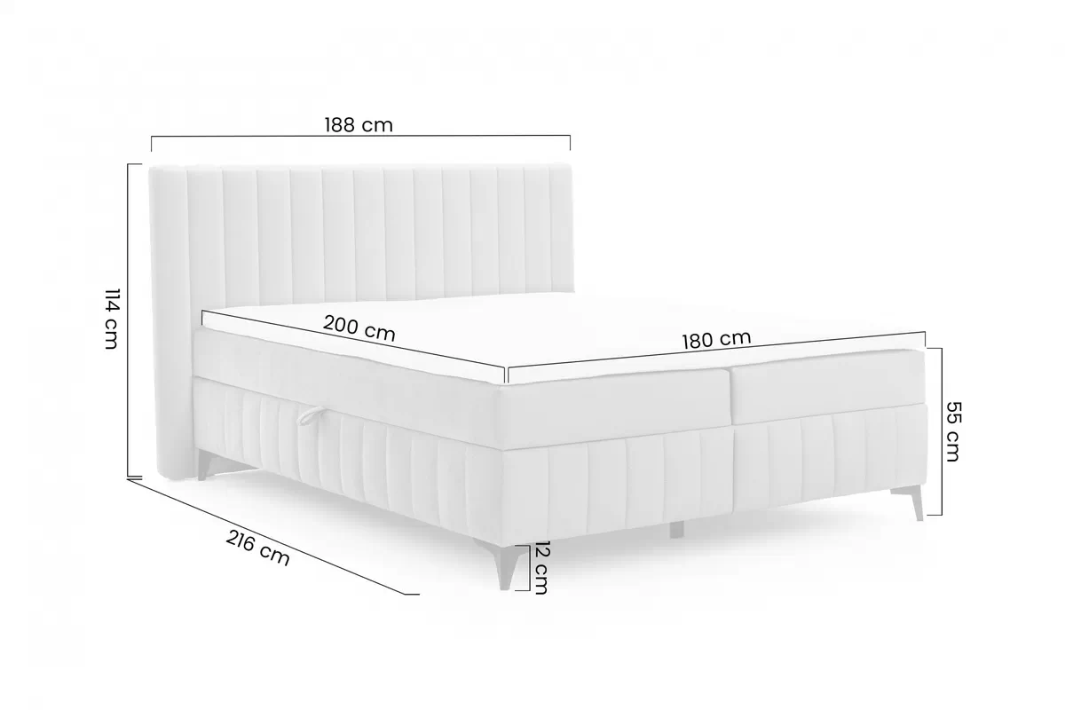 Boxspring posteľ Verona 180x200 s úložným priestorom - béžový velúr hydrofobowy Amon 16 
