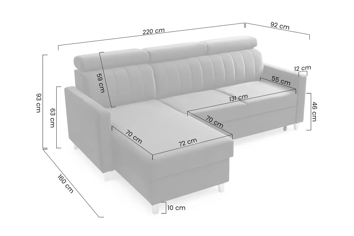 Rohová sedacia súprava Vario s funkciou spánku uniwersalny prawo/Ľavá strana - šedý velúr Jasmine 96