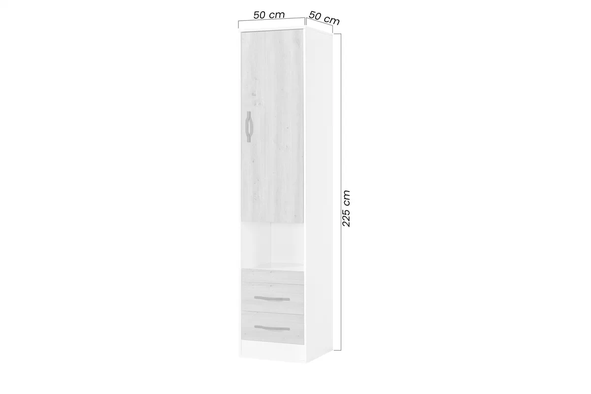 Regál zamkniety Lomaro 50 cm so zásuvkami - Biely / Úchytka Biely