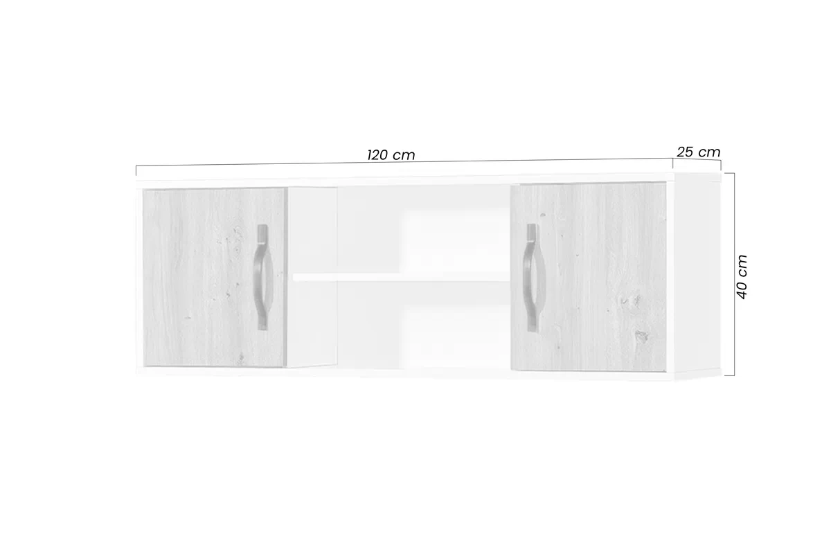 Polica závesná Lomaro 120 cm z szafkami - Biely / Úchytka Biely 