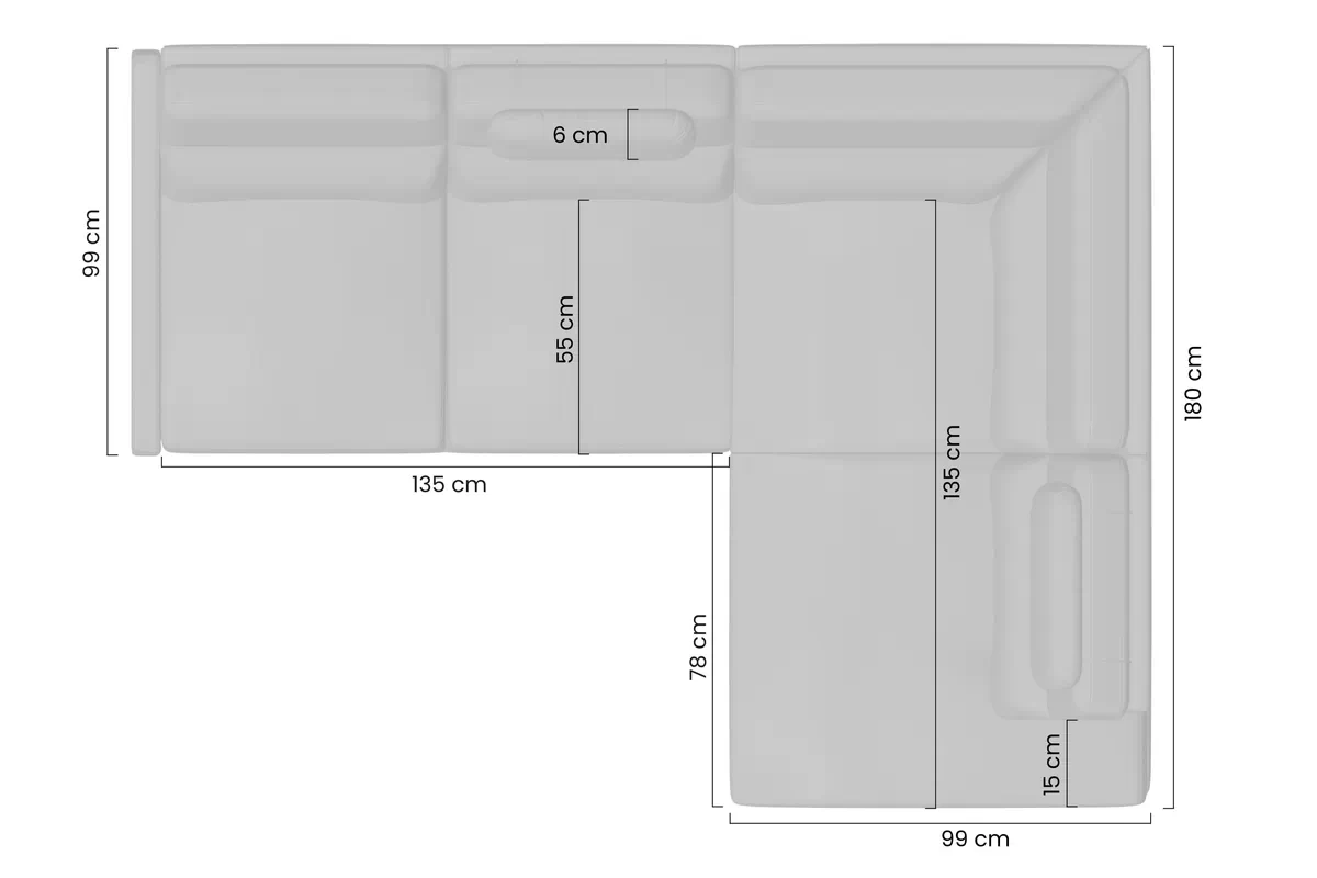 Rohová sedacia súprava Loario L Ľavá strana z waskim bokiem - Grafitový velúr ľahkočistiaci Zetta 305
