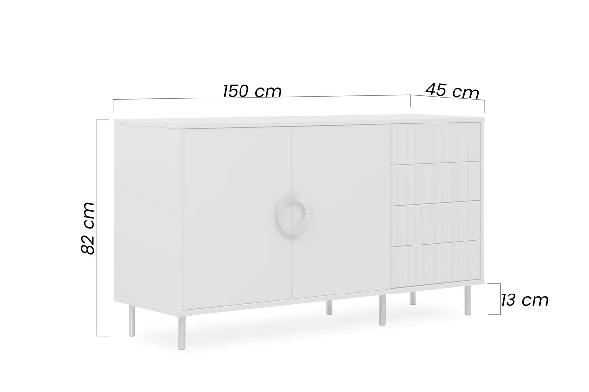 Komoda Nubo 150 cm so zásuvkami - kašmír / Čierny