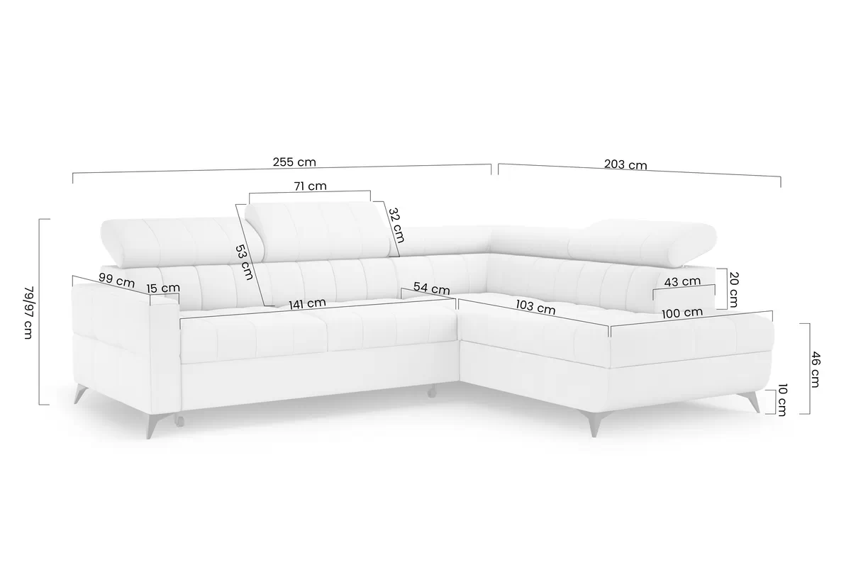 Rohová sedacia súprava Nardo L s funkciou spánku Ľavá strana - Tmavý šedý plusz Pretty 18