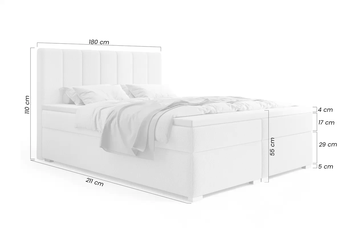 Boxspring posteľ Mareli 180x200 s úložným priestorom - šedá bukla Quelle 83