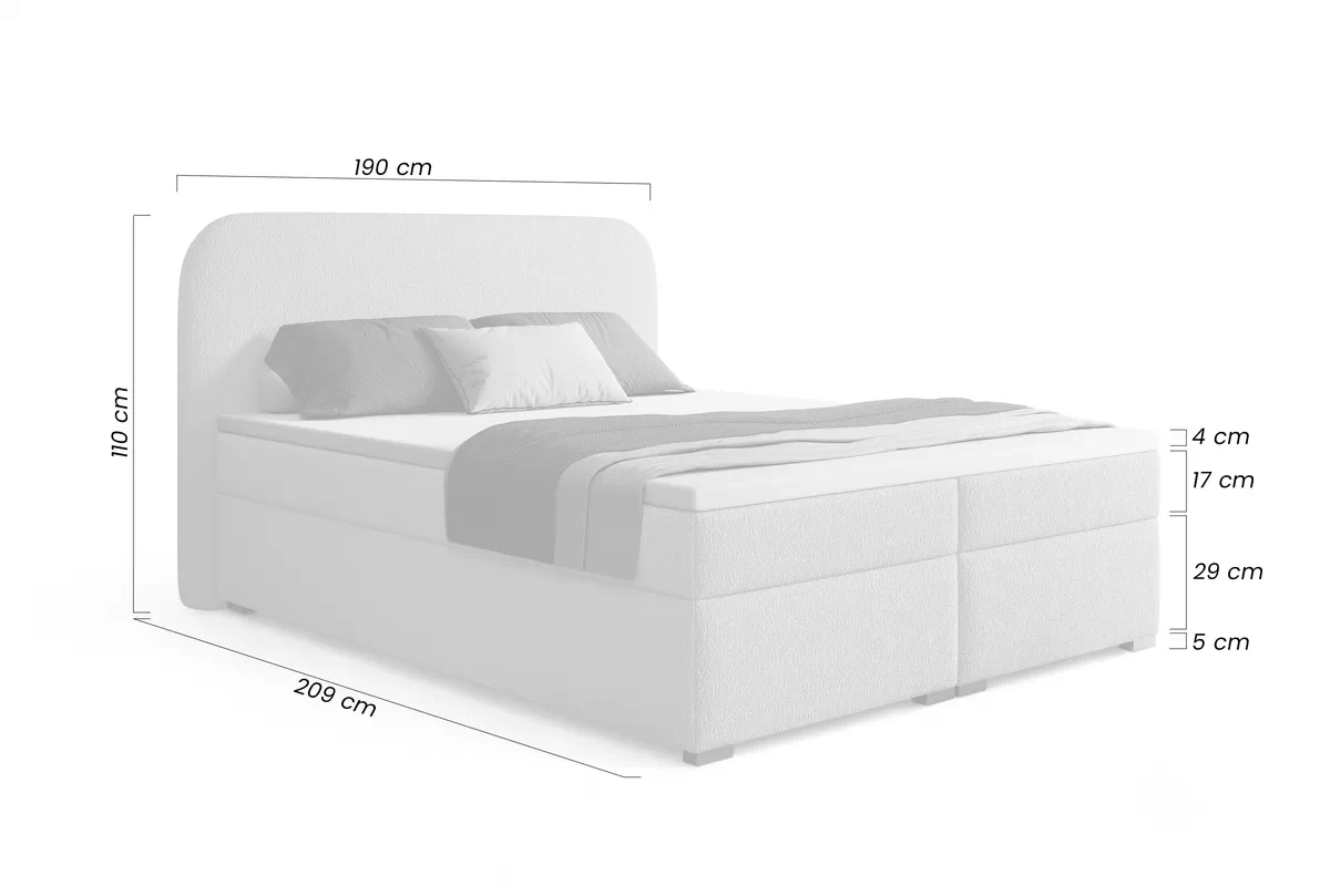 Boxspring posteľ Elaris 180x200 s úložným priestorom - Béžová bukla Quelle 05
