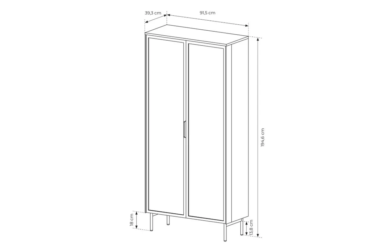 Vitrína vysoká Auri 91 cm s osvetlením - Dub dunin / Čierny