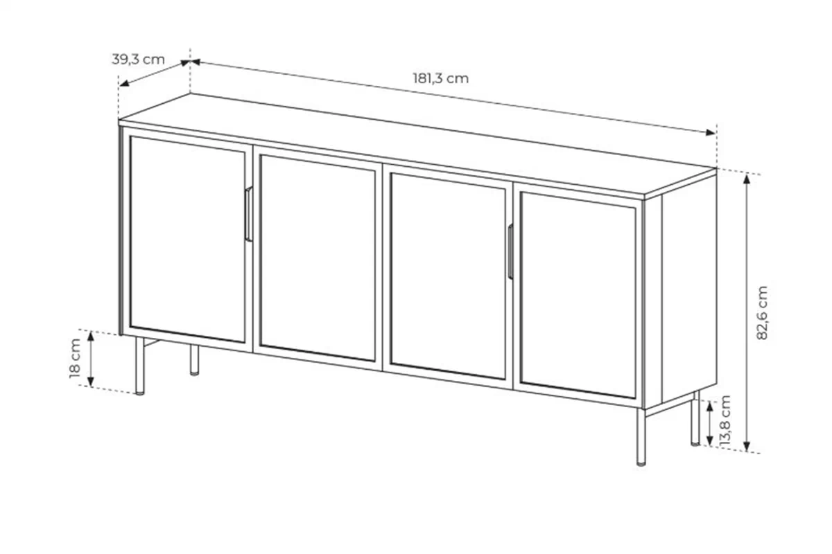 Komoda Auri 181 cm s osvetlením - Dub dunin / Čierny