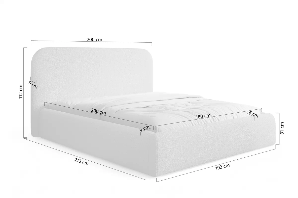 Posteľ čalúnená Rasel 180x200 S vnútorným úložným priestorom- Tmavý šedý bukla Quelle 92