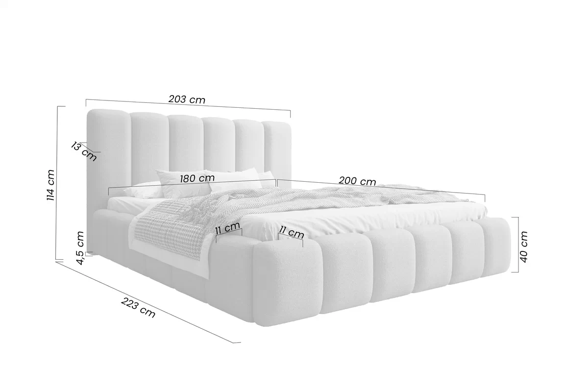  Posteľ čalúnená Aura 180x200 S vnútorným úložným priestorom- Béžová bukla Quelle 03 