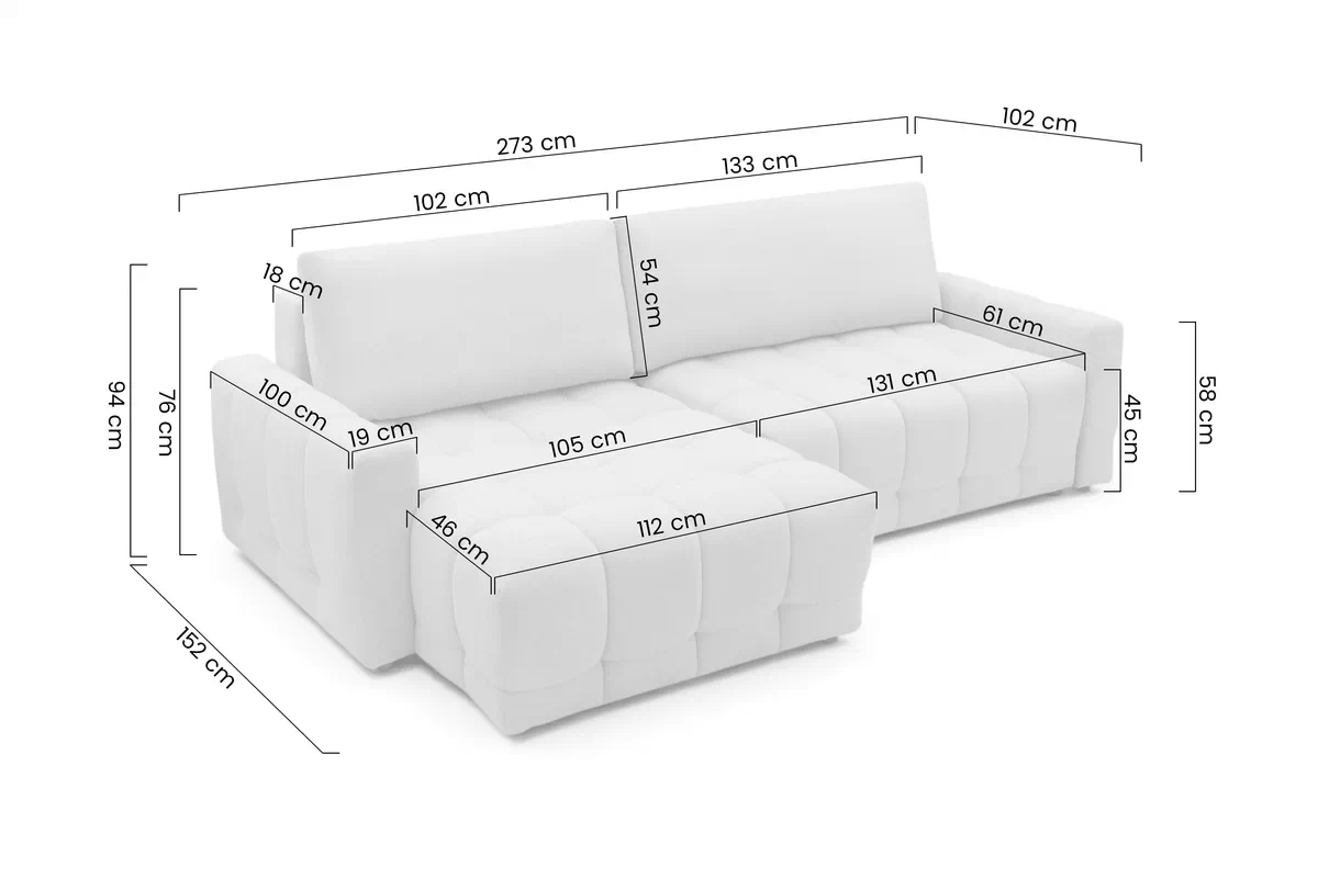 Rohová sedacia súprava Sorenio s funkciou spánku pravá strana - námornícka modrá plecionka Murano 843