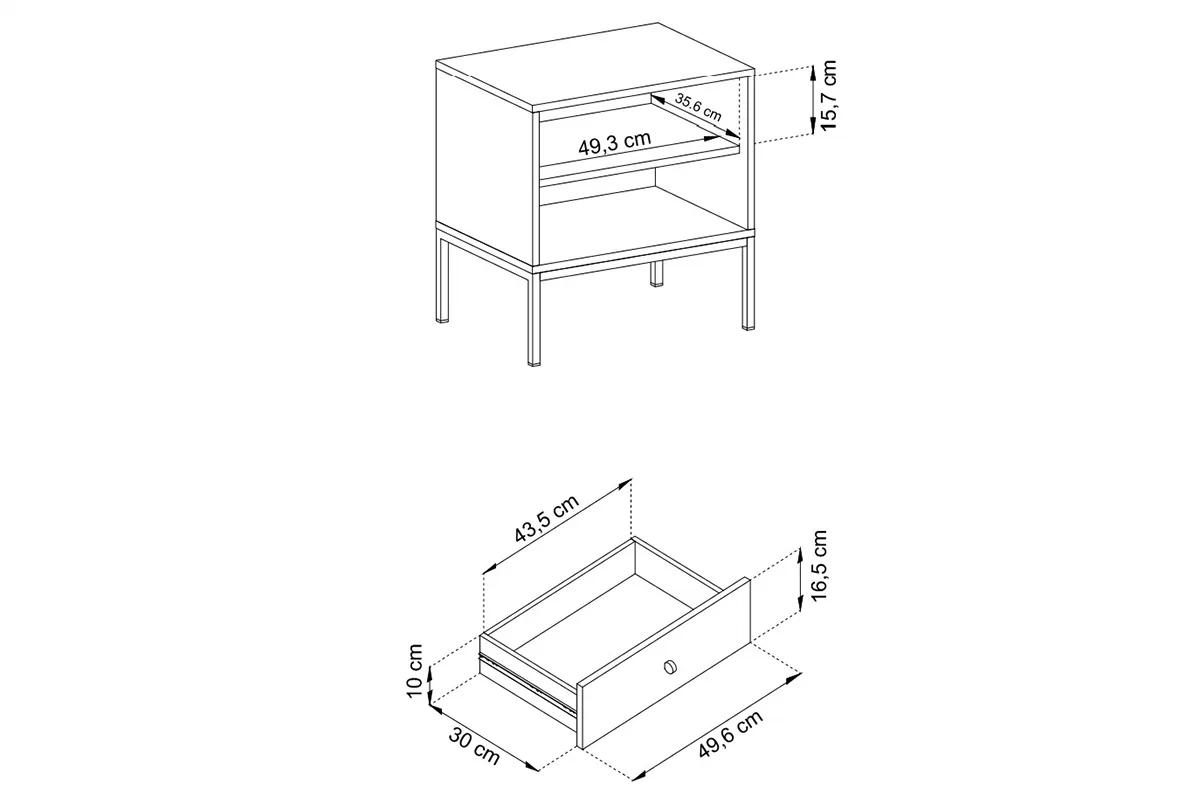 Nočný stolík so zásuvkou Eladia - béžová - vnútorné rozmery