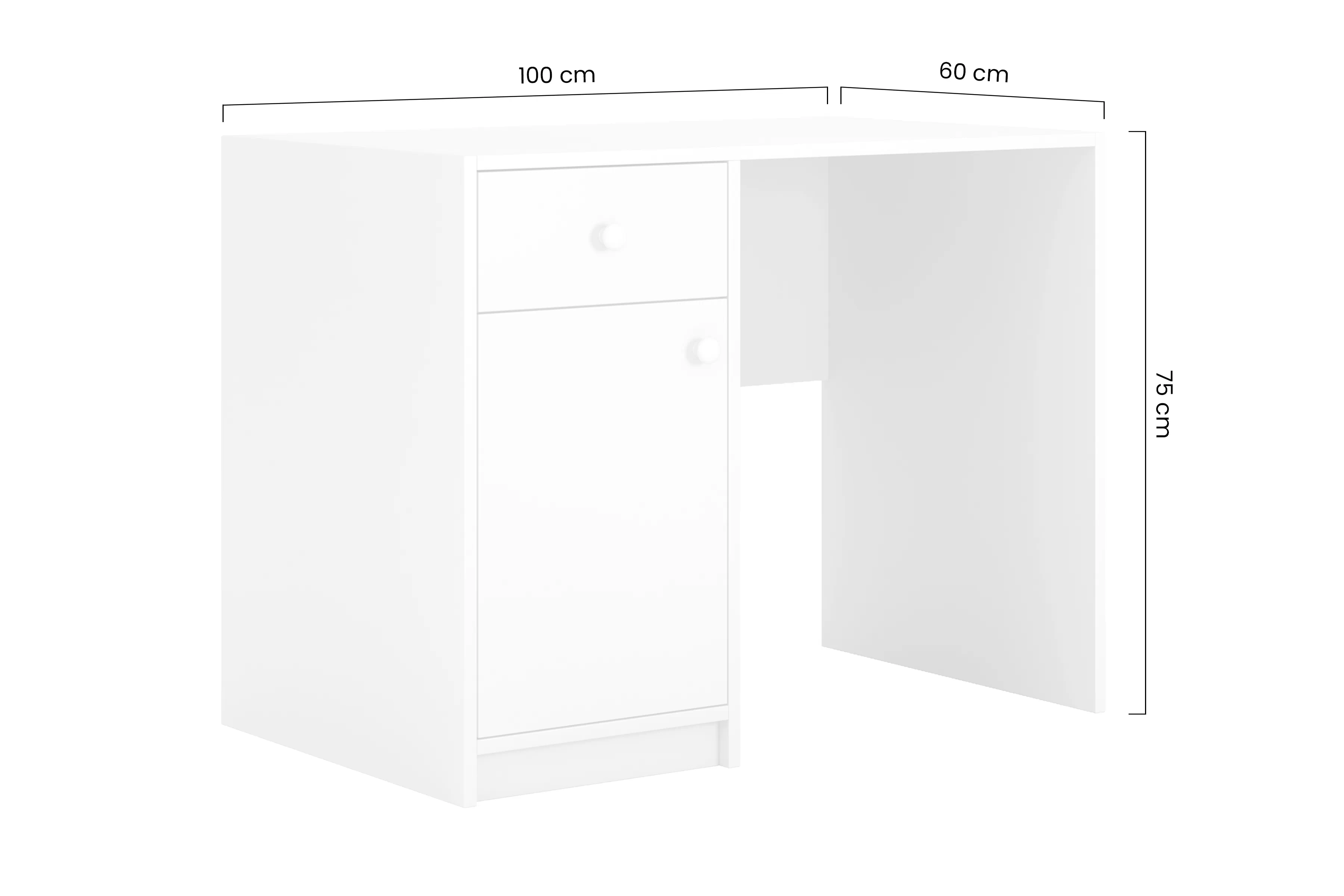 Písací stôl dzieciece Bonzo 100 cm jednodverové z szuflada - biale