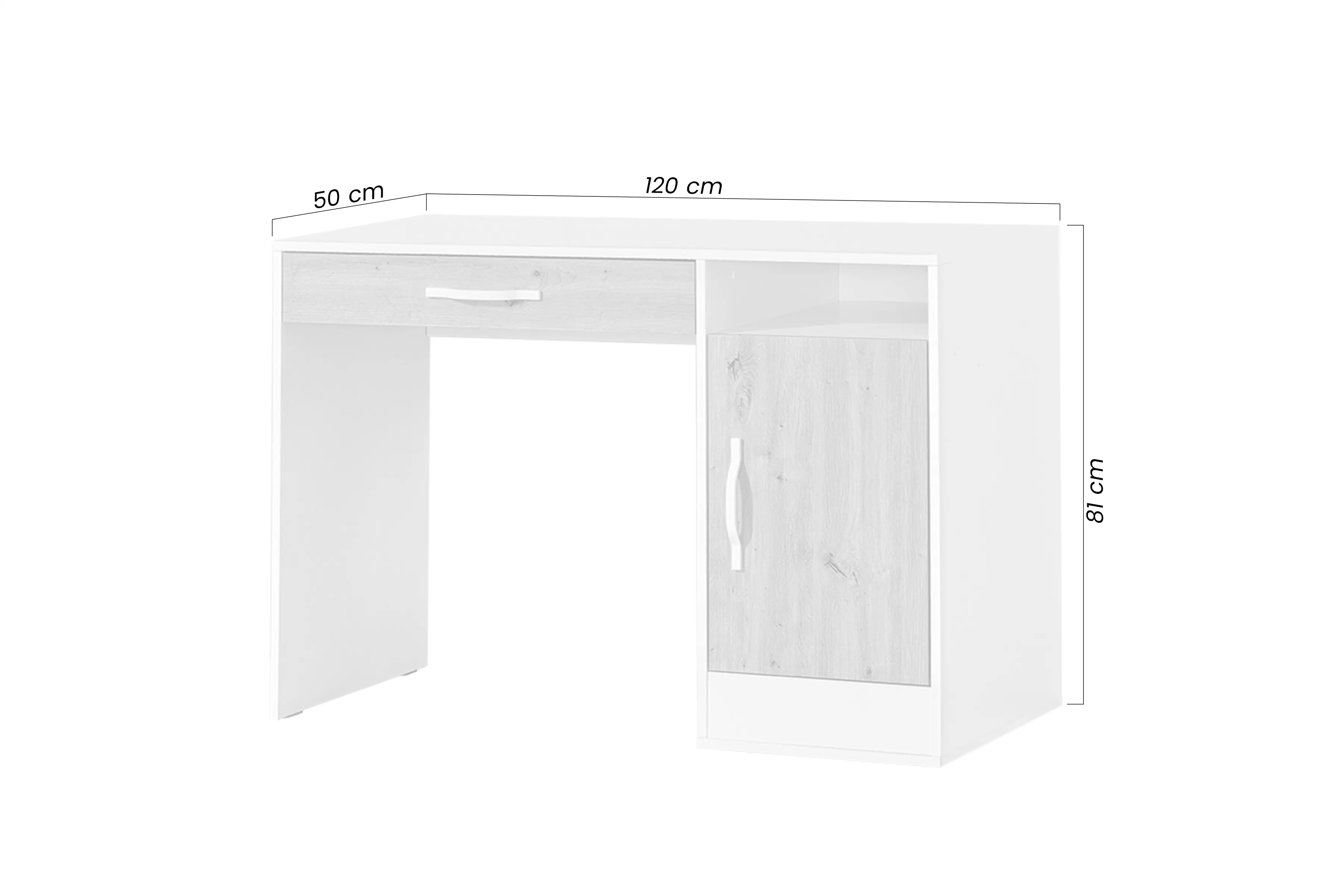 Písací stôl mlodziezowe Lamaro 120 cm z szuflada - Biely / Úchytka Čierny 