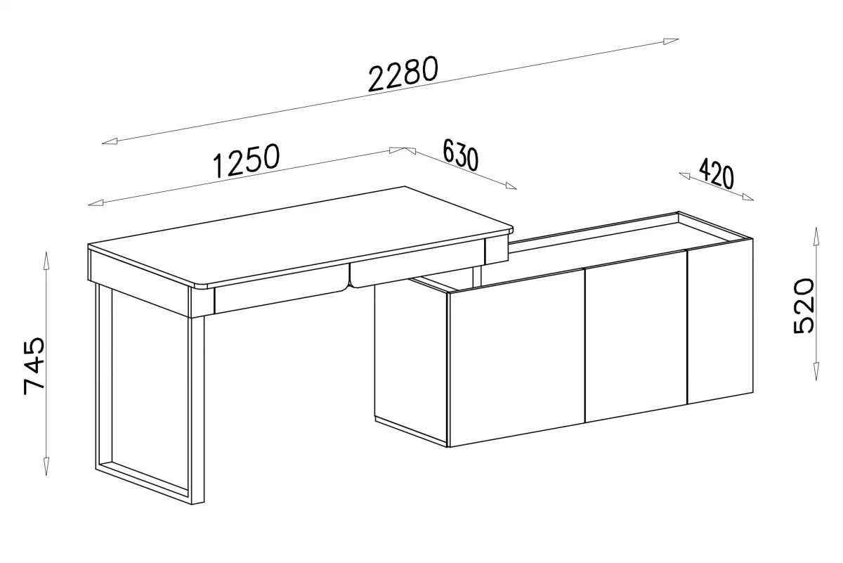 Písací stôl z komoda Luca 10 - bez Pieskový / Dub olejowany