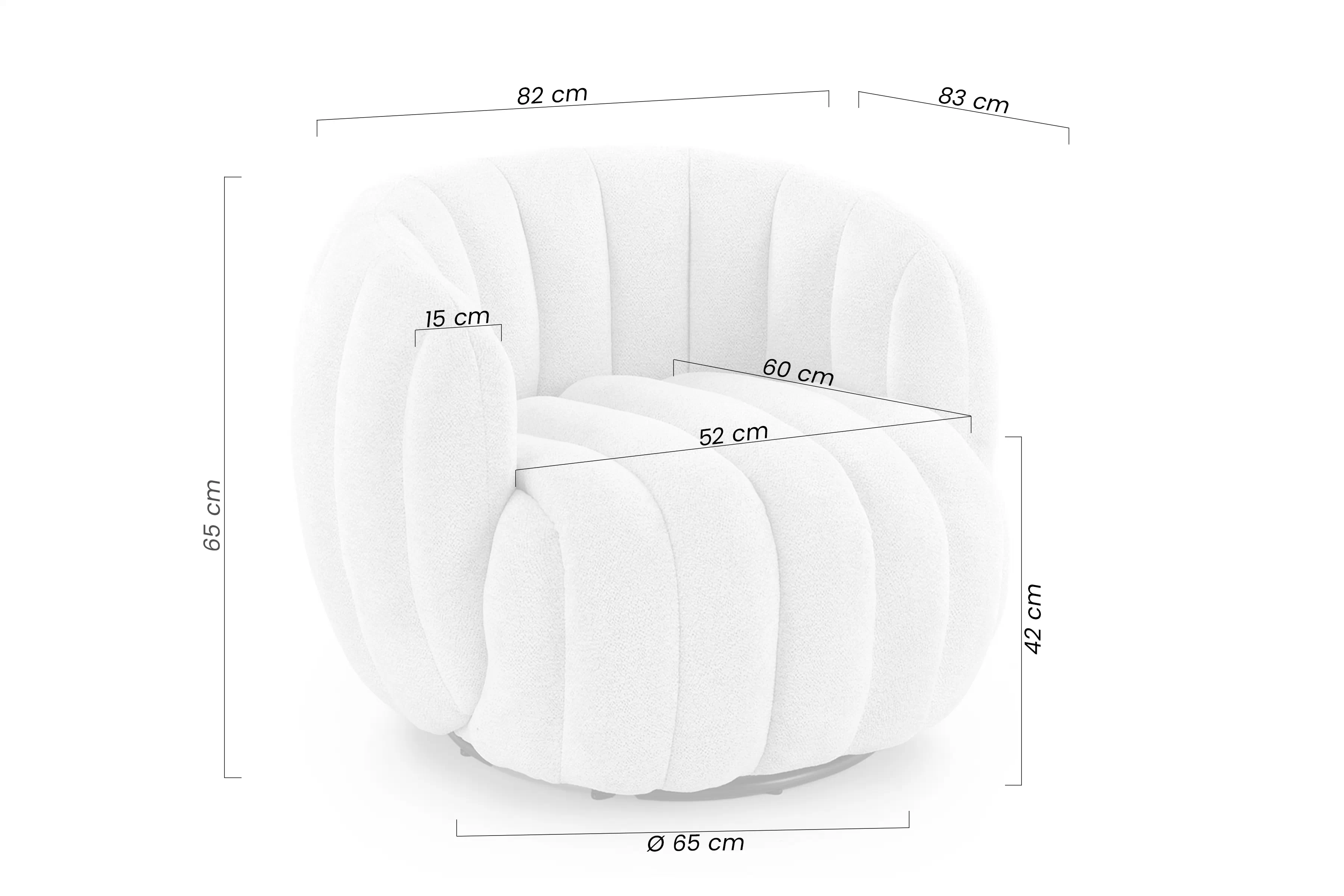 Kreslo odpočinkové Lenis otočna - kremowa boucle Raven 22