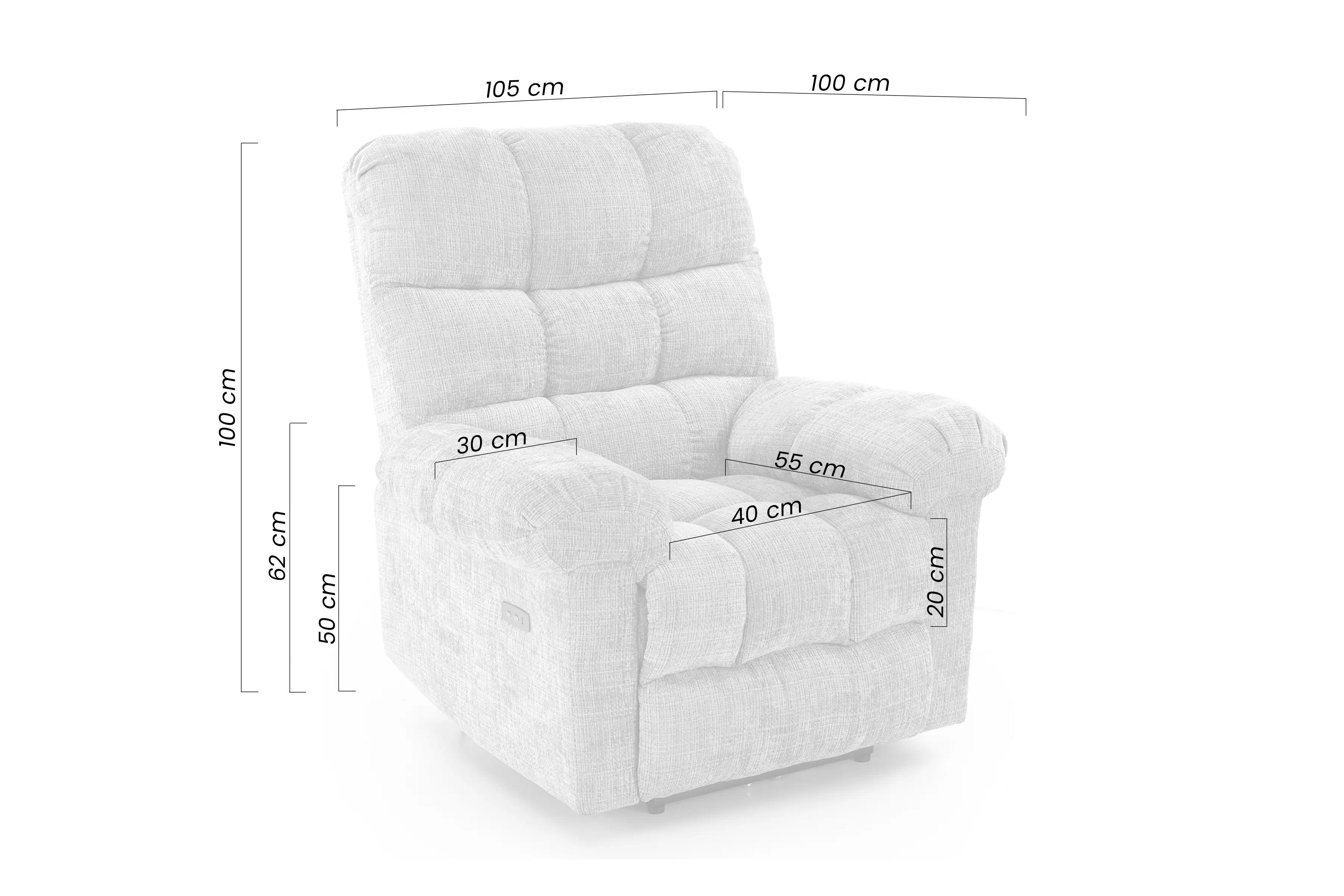 Kreslo odpočinkové Muranio z elektryczna funkcja relaks - Béžová plecionka