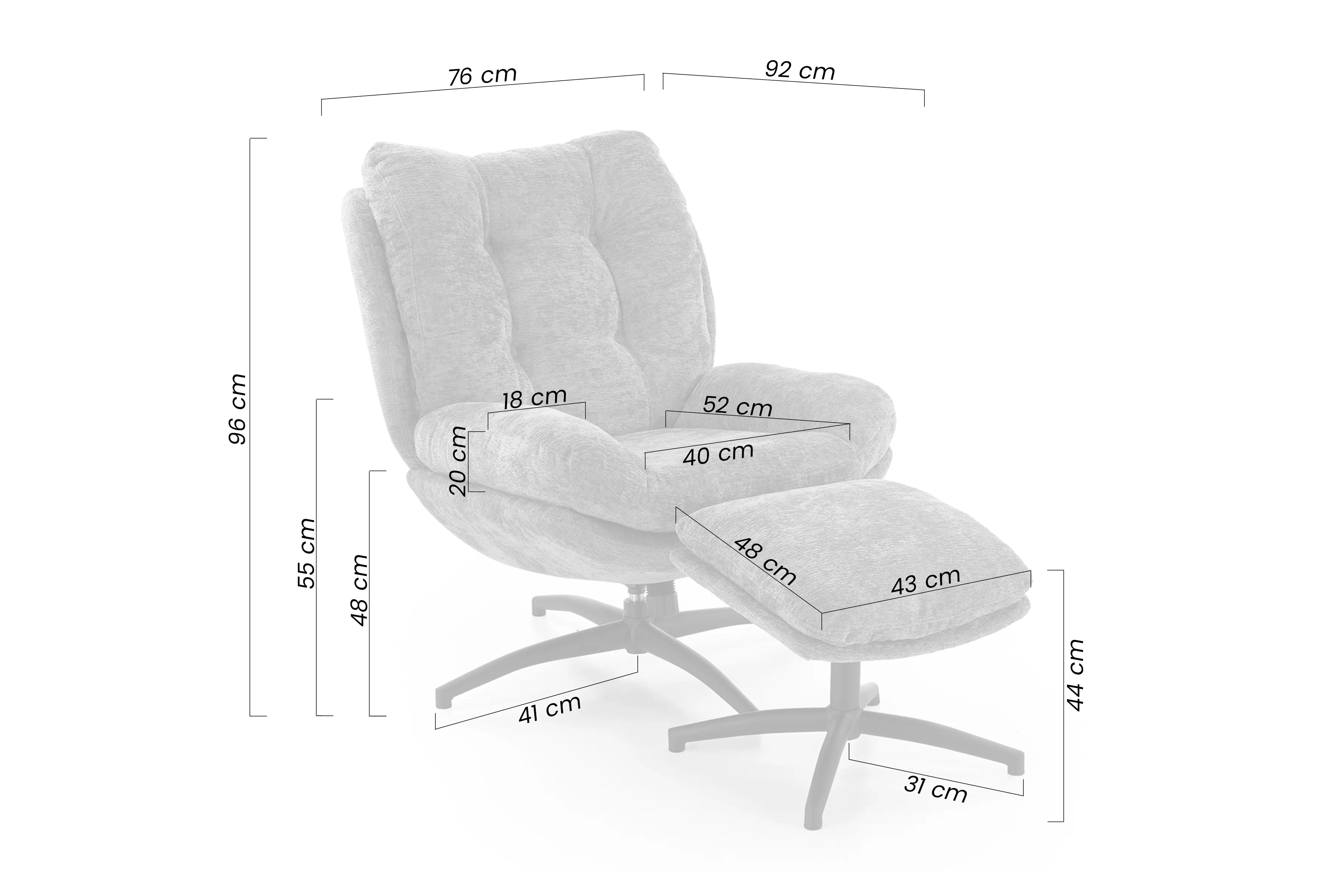 Kreslo odpočinkové Opunio otočna z podnozkiem - Béžová dzianina