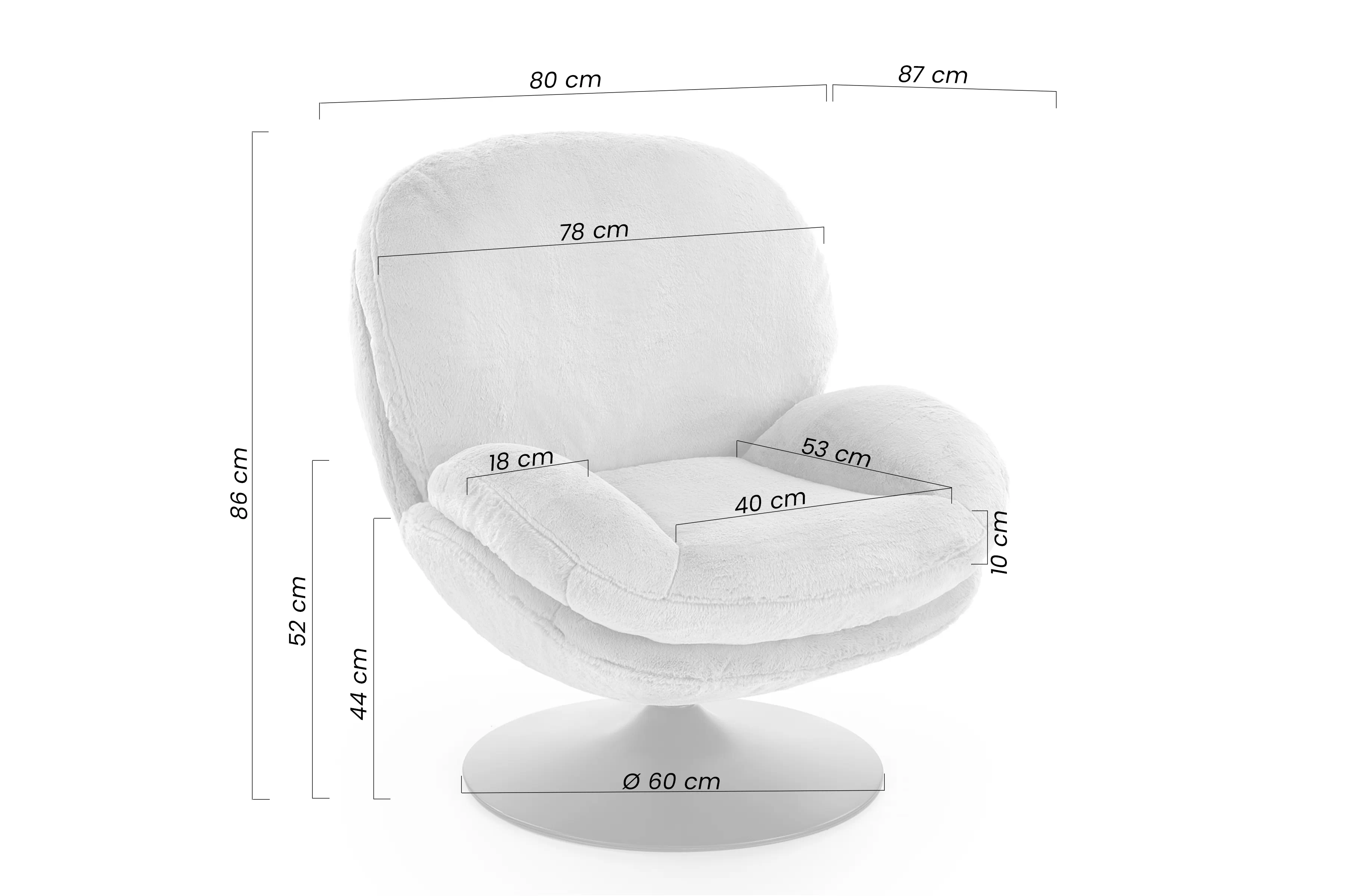 Kreslo odpočinkové Sella otočna - šedá dzianina futerkowa 