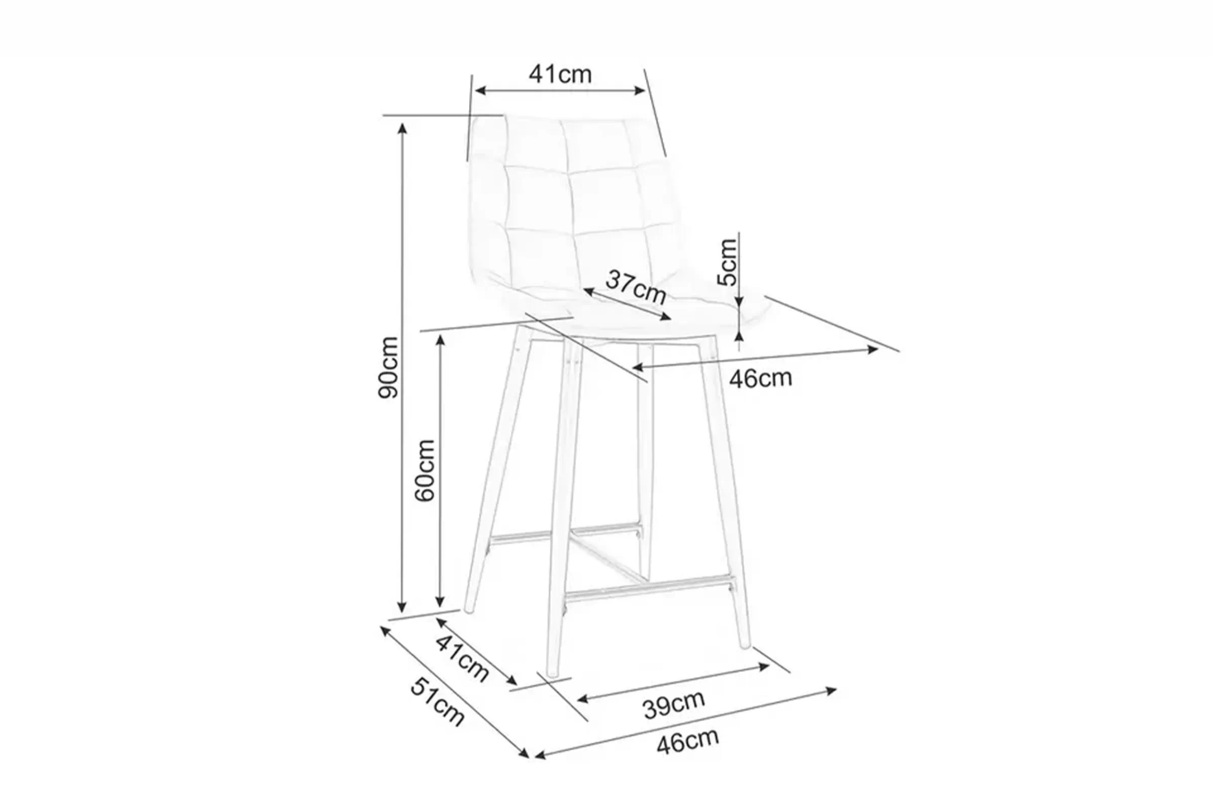 Barová stolička Chic H-2 z tapicerowanym siedziskiem - Čierny / Bluvel 19 / čierny nožičky