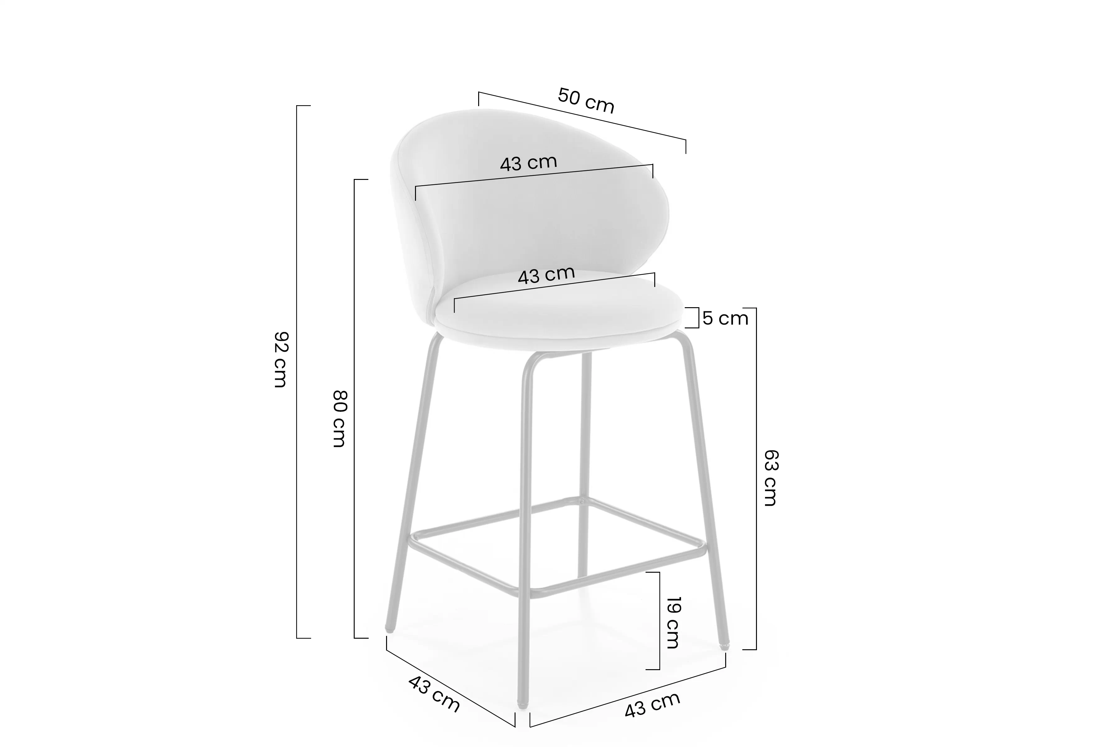 Barová stolička čalúnená Moriva - béžový zamat Mavel 38 / čierny nožičky
