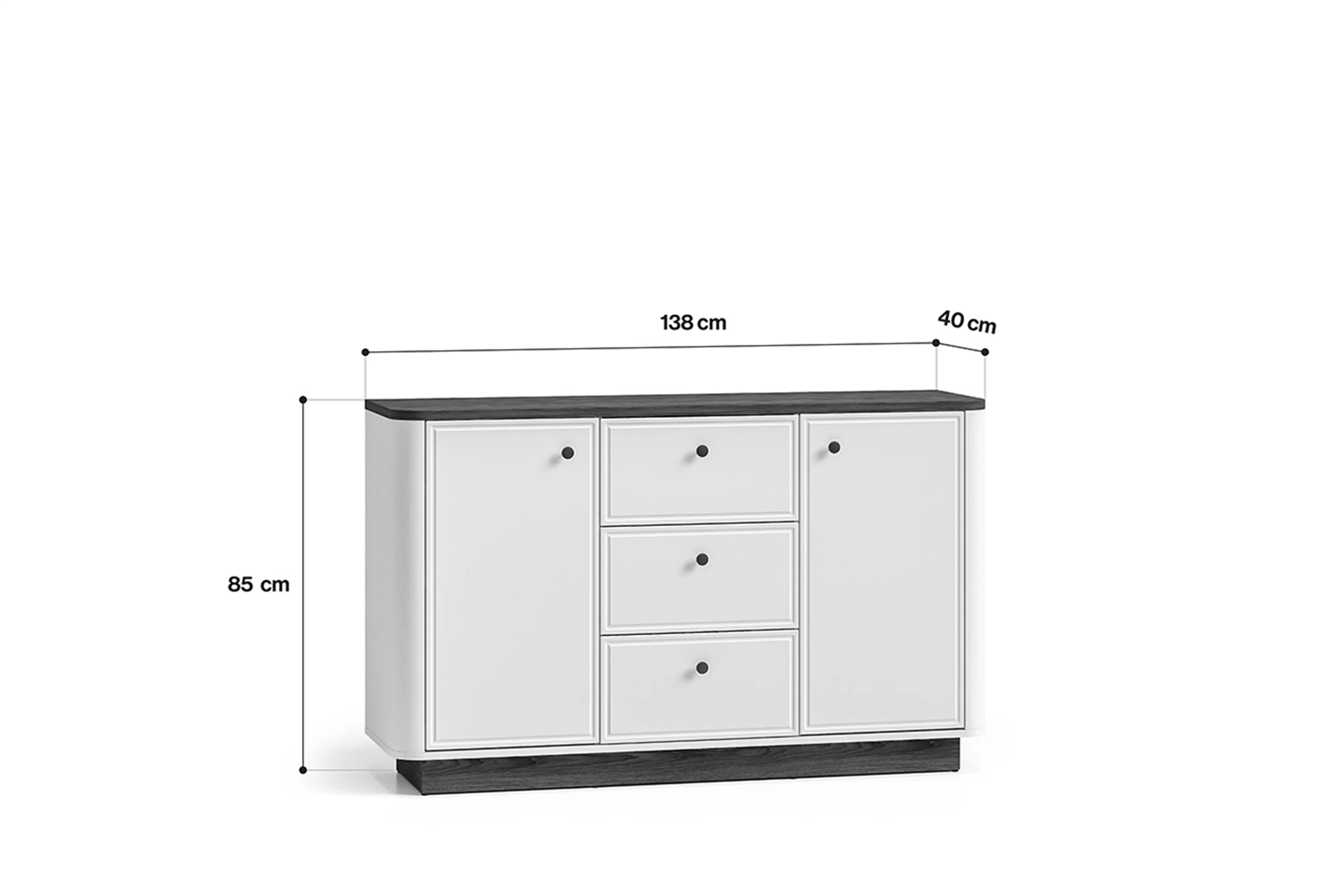 Komoda Amberto 138 cm so zásuvkami - kašmír / Dub windmill dark