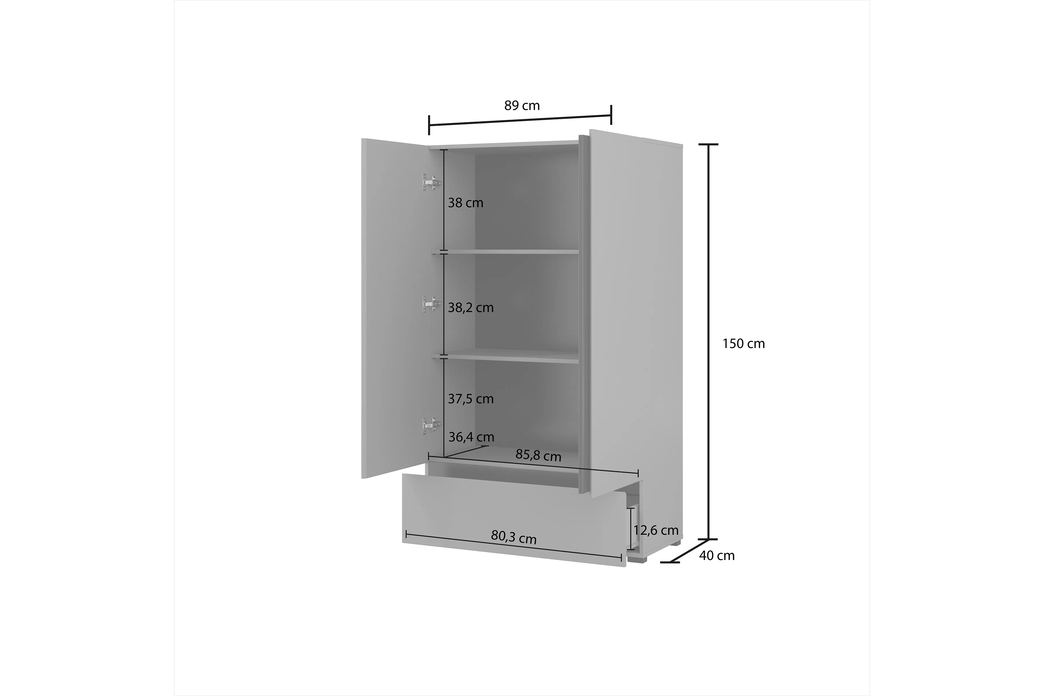 Komoda Cross 89 cm z szuflada - zgaszona zelená / zgaszona zelená - Čierny