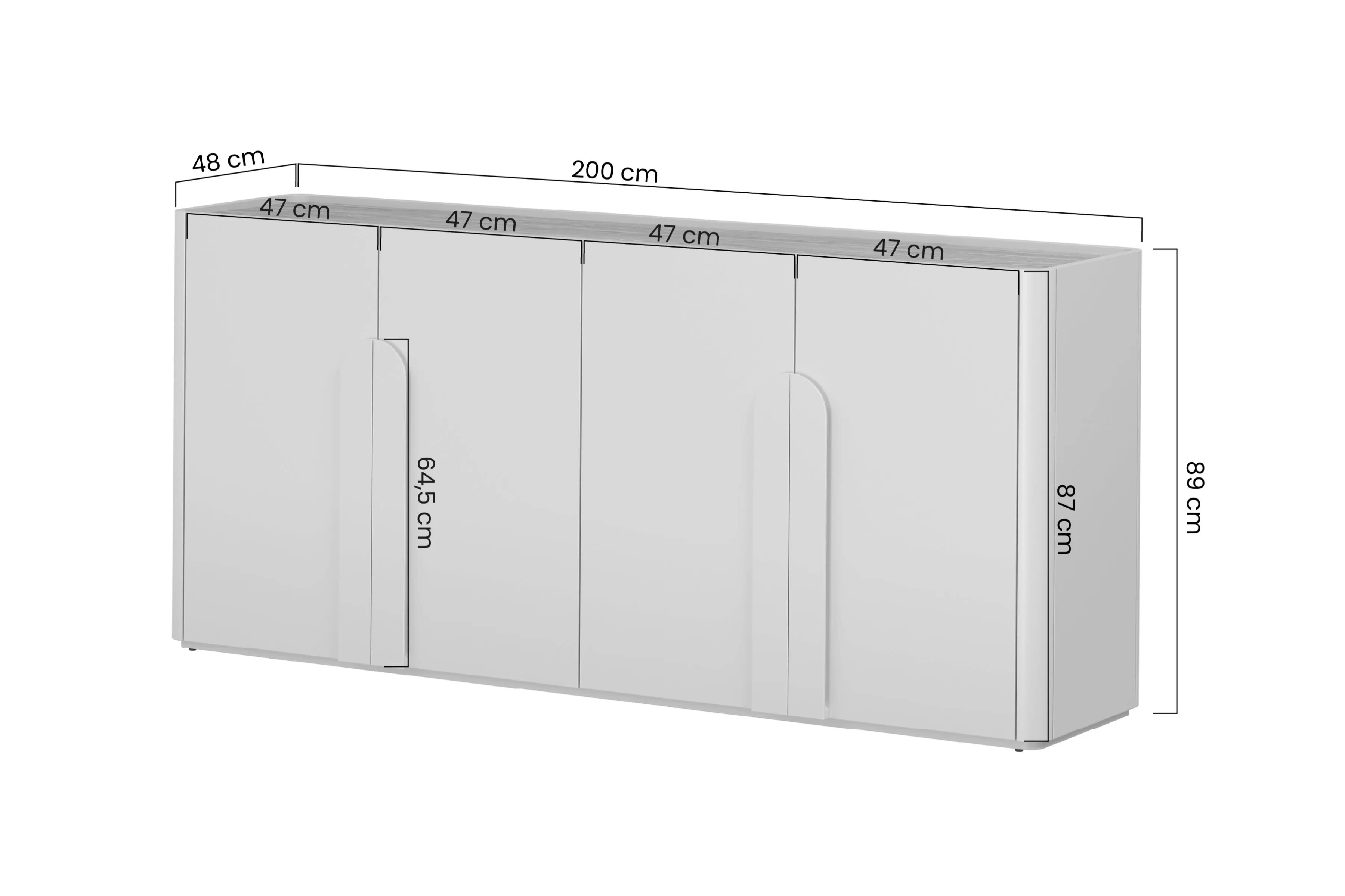 Štvordverová Komoda Amilio 200 cm - kašmír / Dub olejowany / úchyty kašmír