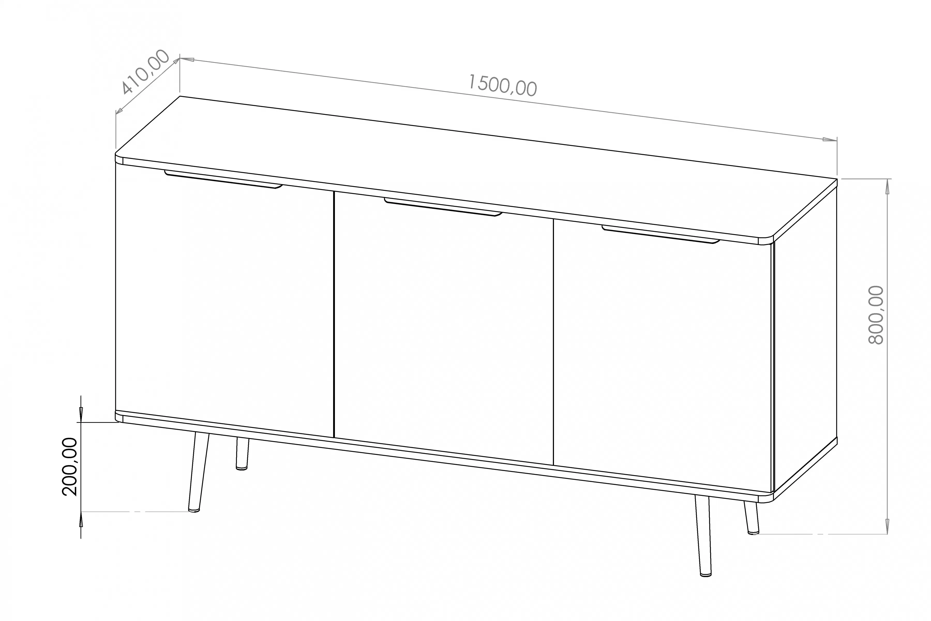 Komoda do obývacej izby Eterio 150 cm - captains deck / Čierny grafit