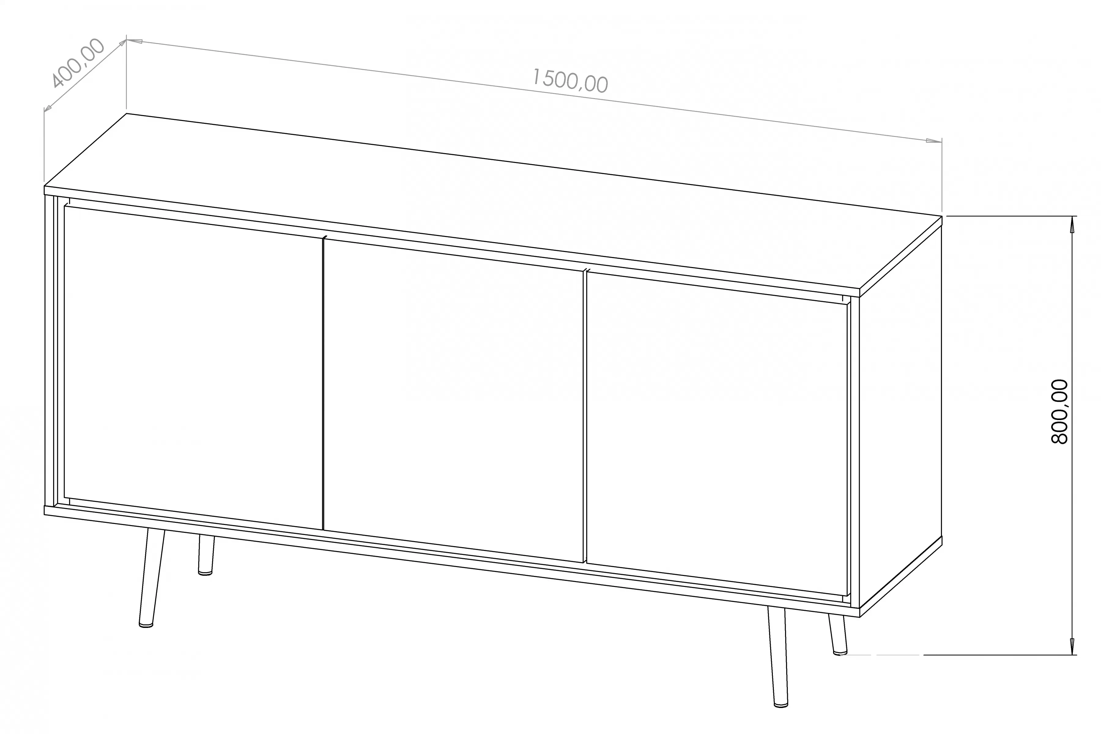 Komoda do obývacej izby Unili 150 cm - kašmír / zlaté