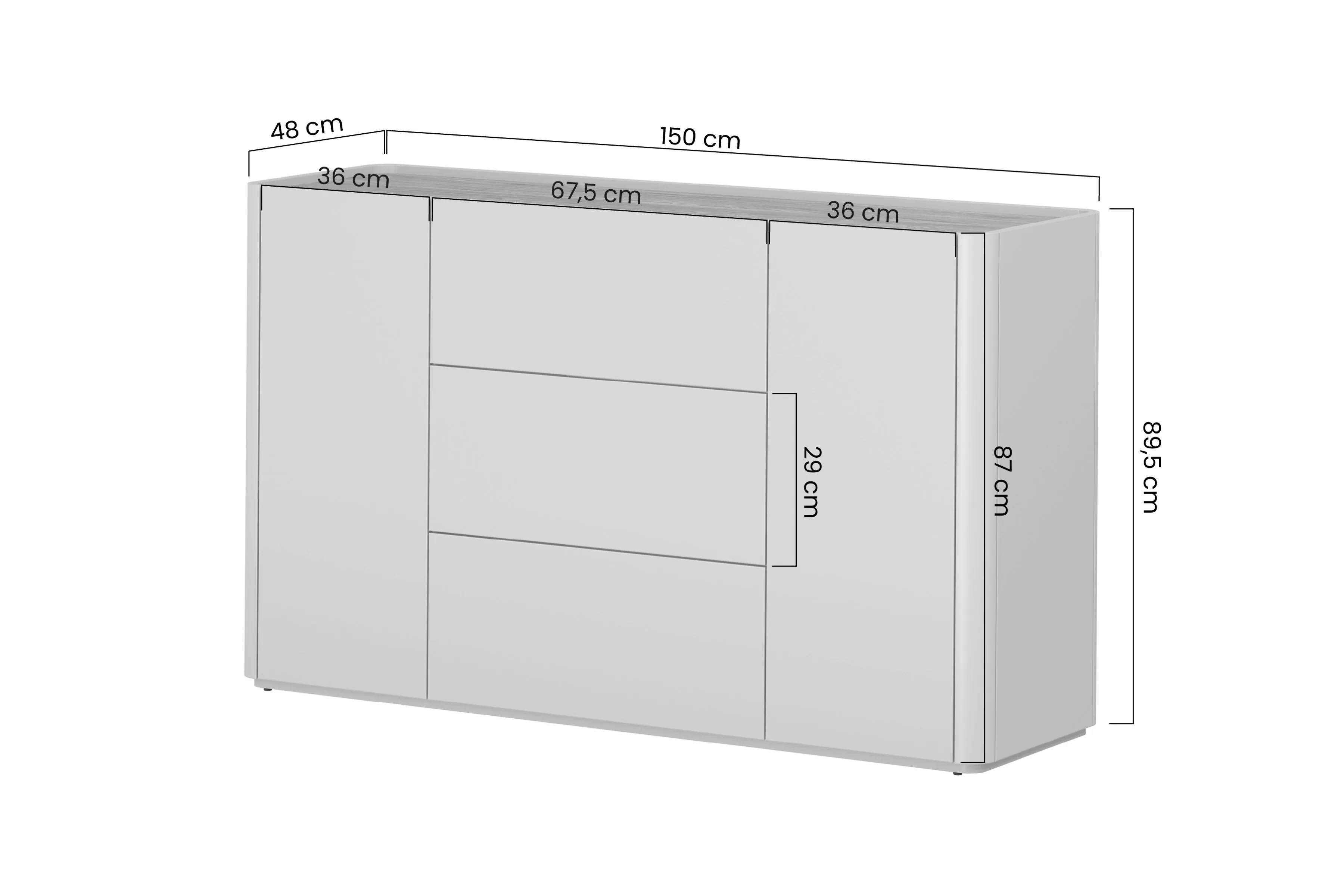 Komoda Elivo 150 cm so zásuvkami - kašmír / Dub olejowany