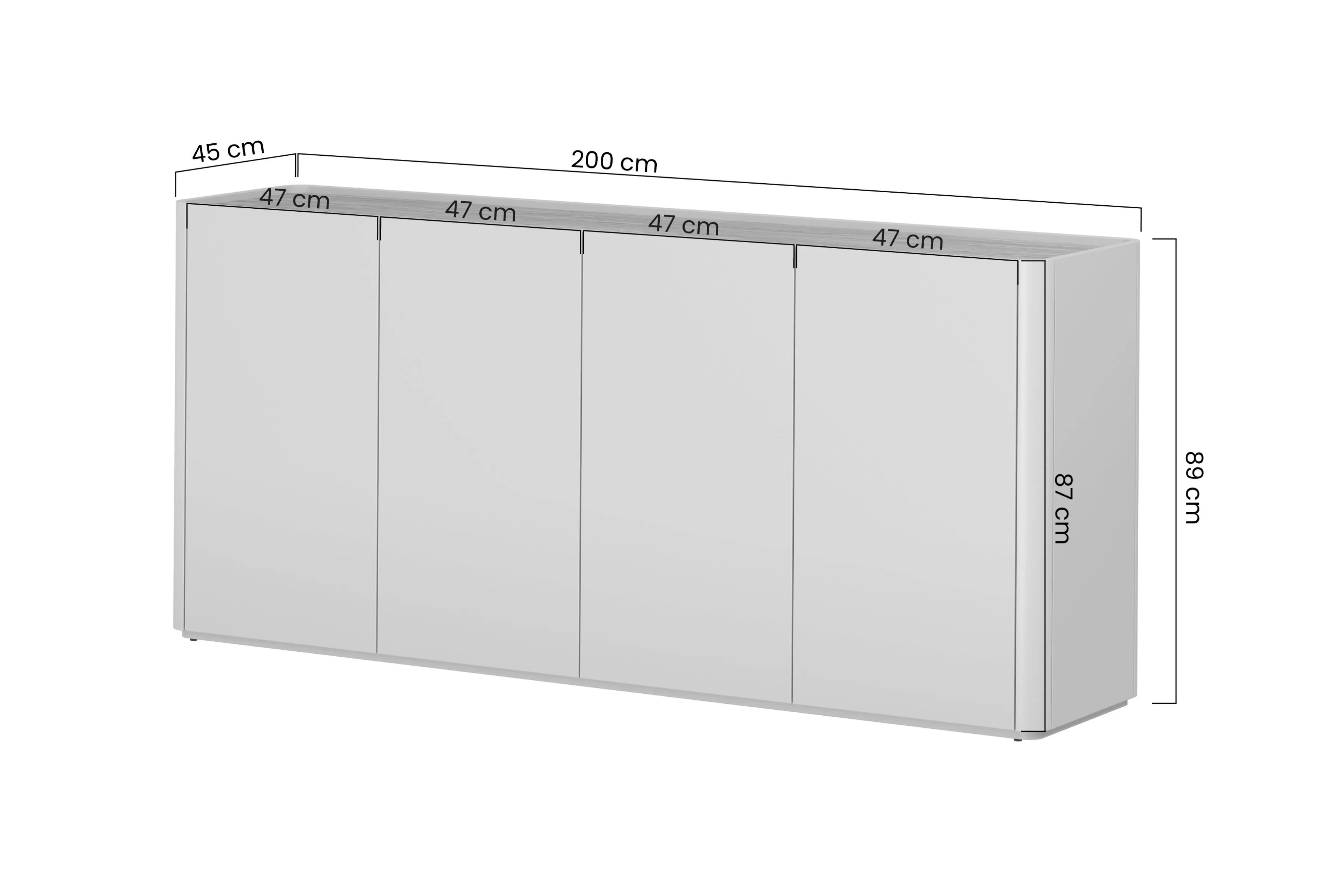 Komoda Elivo 200 cm štvordverová - eukaliptus / Dub baltic dune