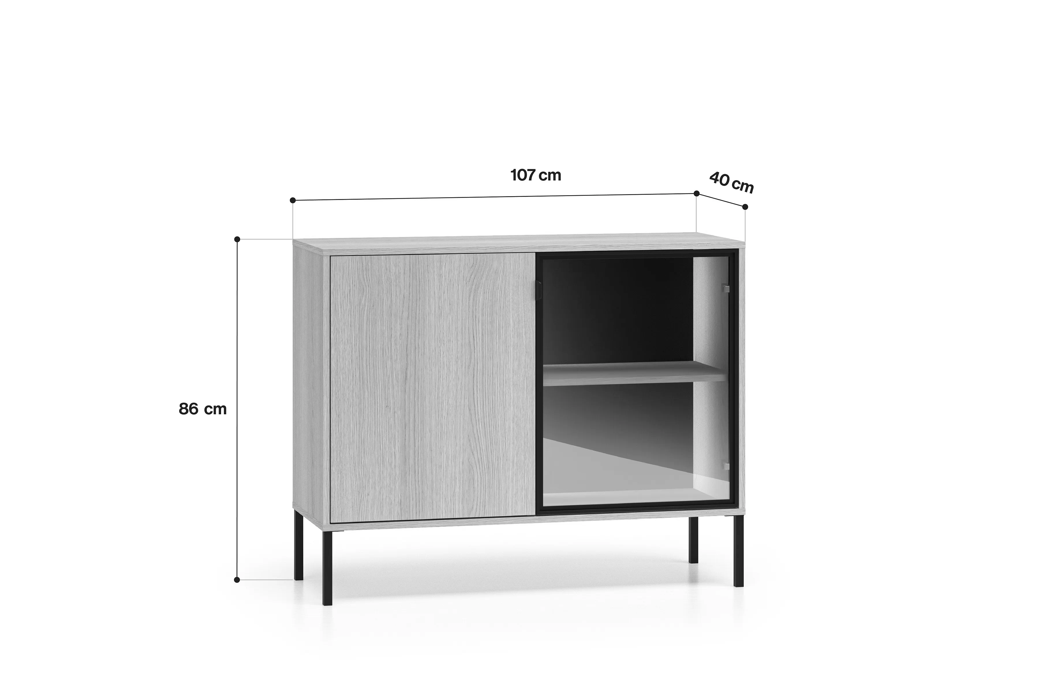 Komoda Harmona 107 cm dvojdverová s osvetlením - Dub lindberg