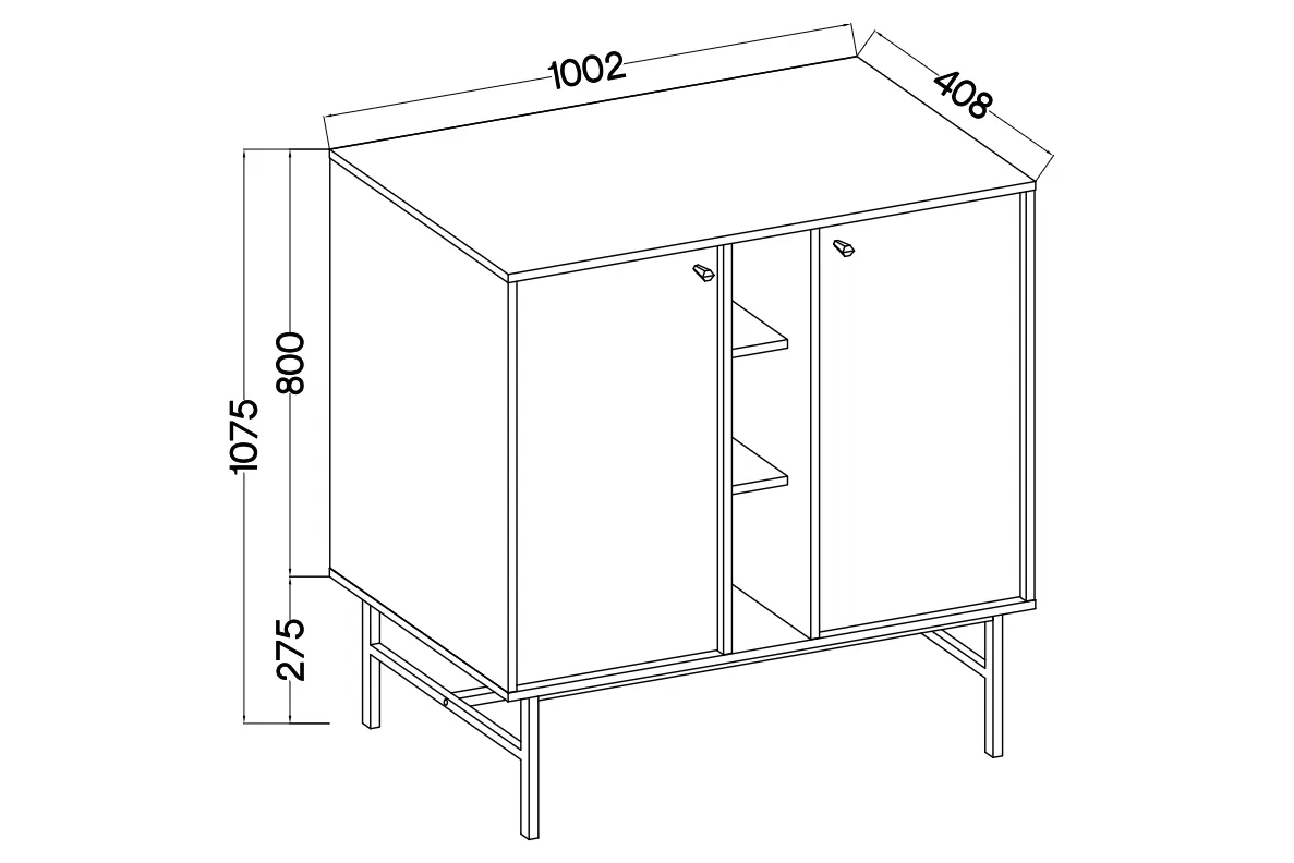 Komoda Lotina 100 cm dvojdverová z wnekami - Béžová Pieskový / zlaté Rošt