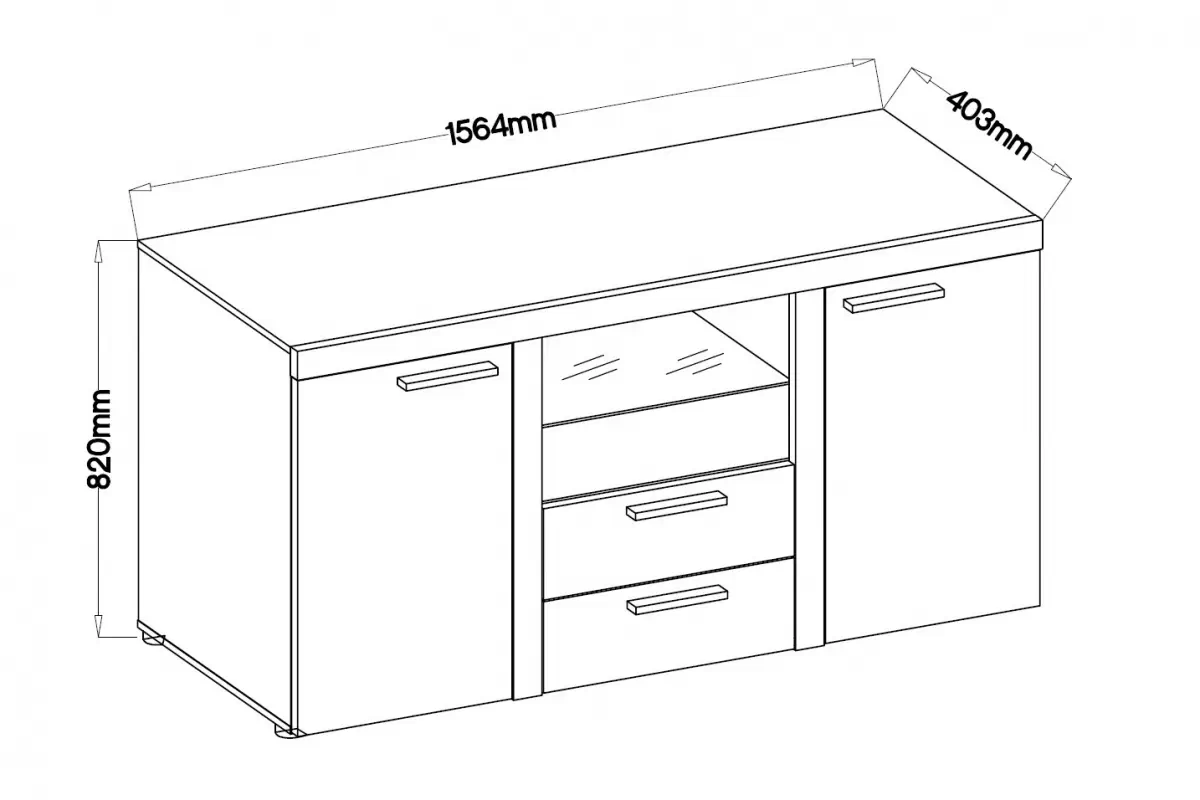 Komoda Luiza 2F2S so zásuvkami 157 cm - Dub Lefkas