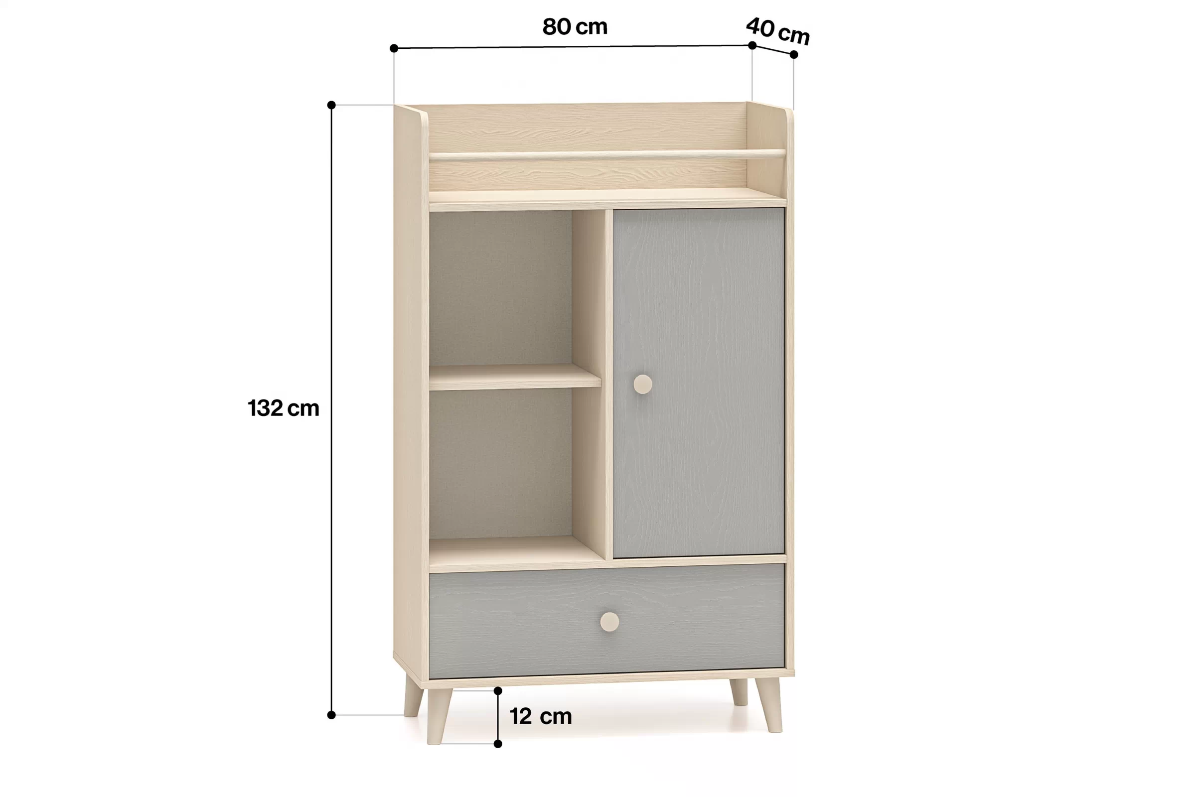 Komoda Marla 80 cm z szuflada - piasek pustyni / šedý pallad