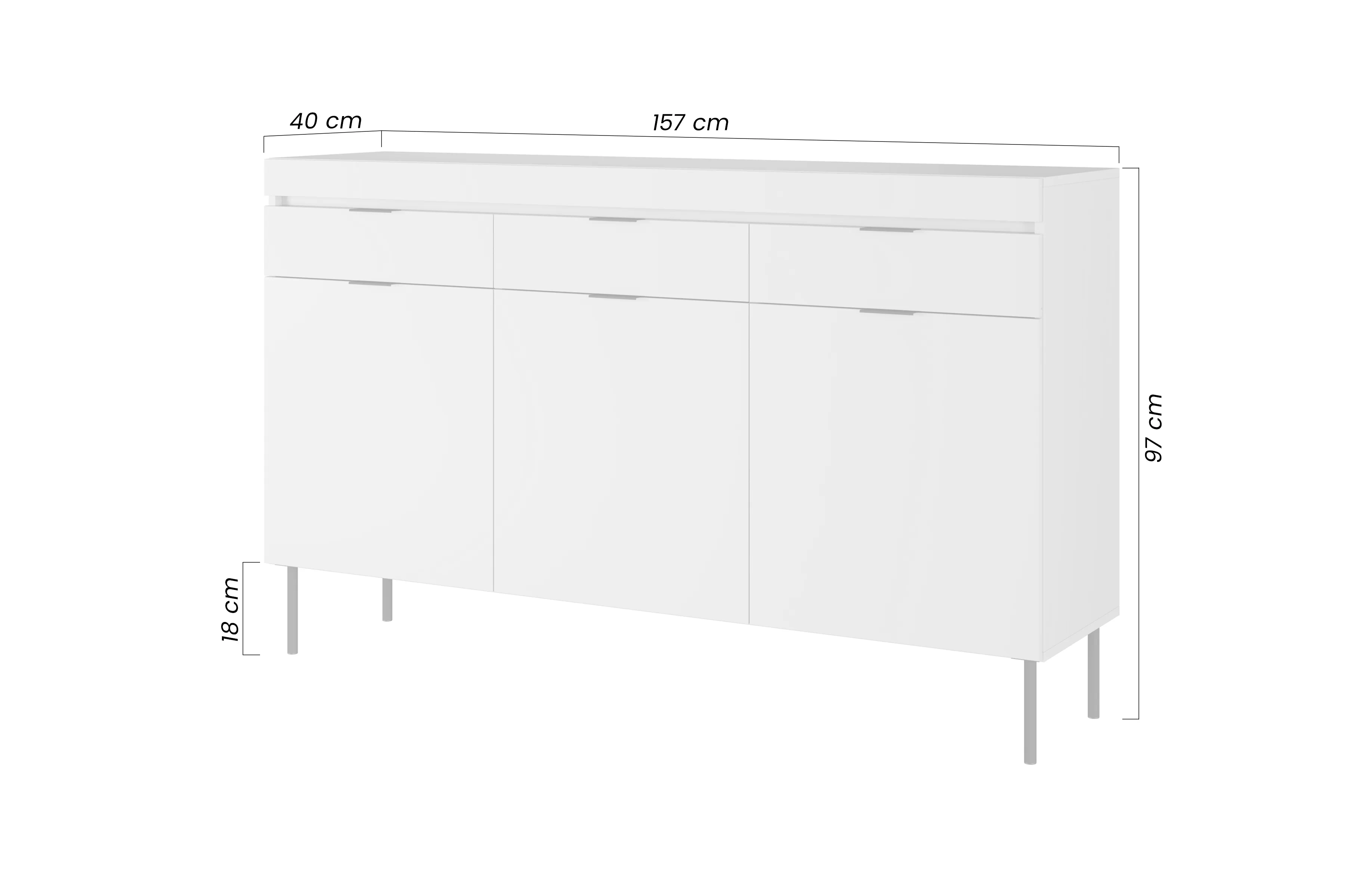 Komoda trojdverová Sentia 157 s tromi zásuvkami - kašmír / zlaté 