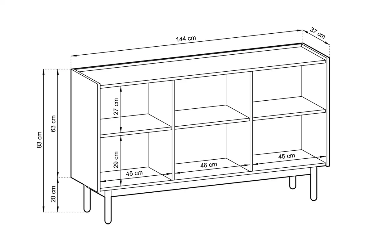 Vysoká trojdverová komoda Landia - dub riviera / biely mramor - rozmery