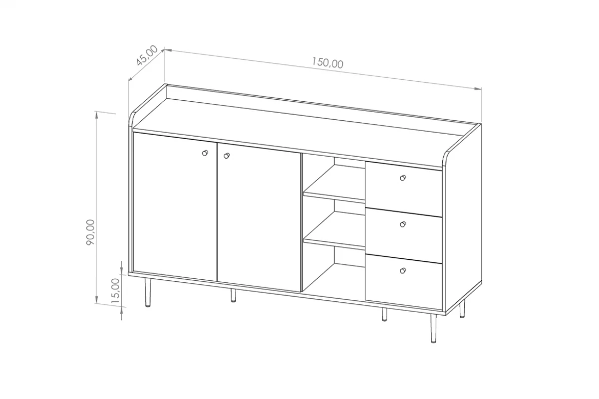 Komoda z szerokim blatem