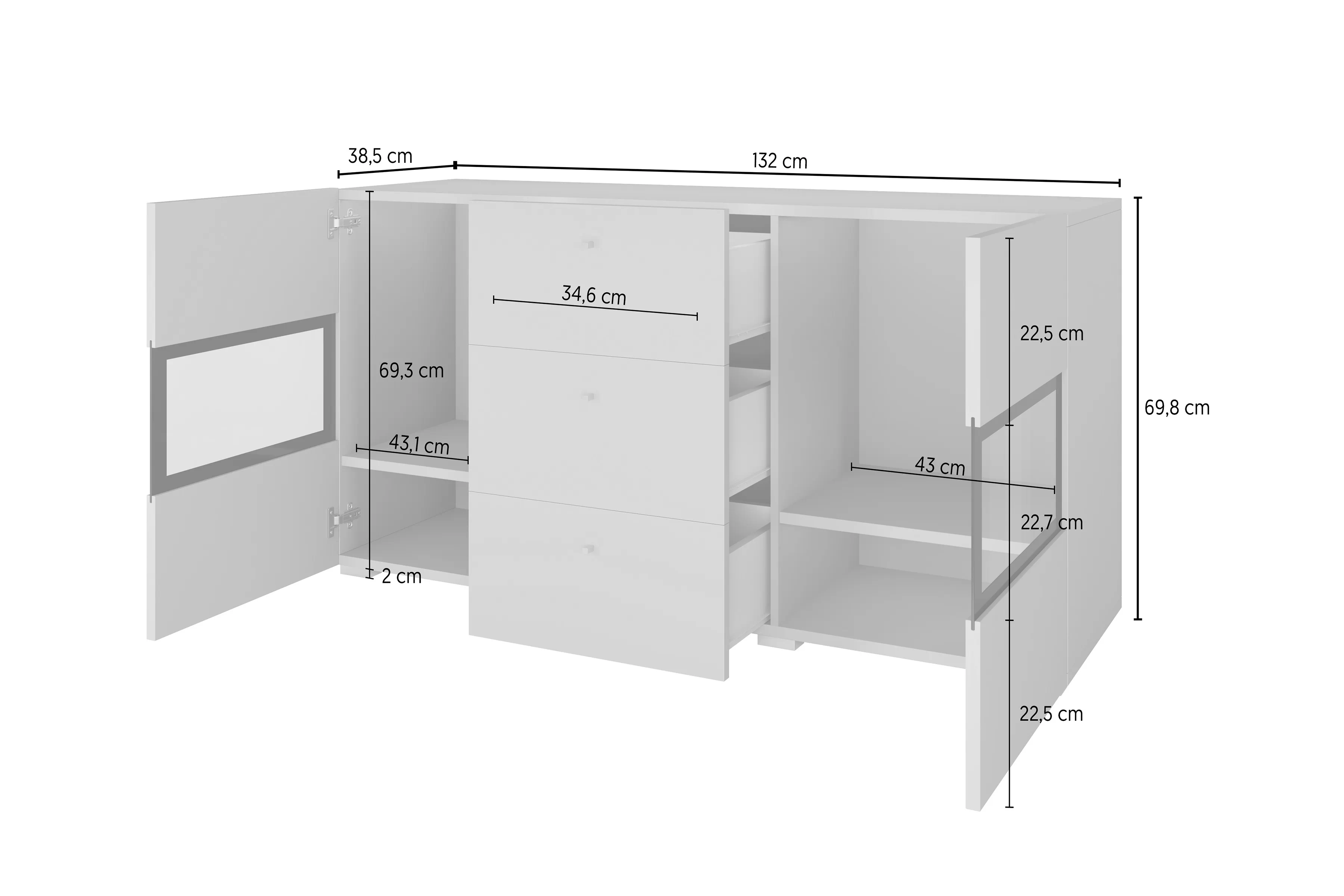 Komoda so zásuvkami Baros 26 - 132 cm - touchwood / Orech sattin