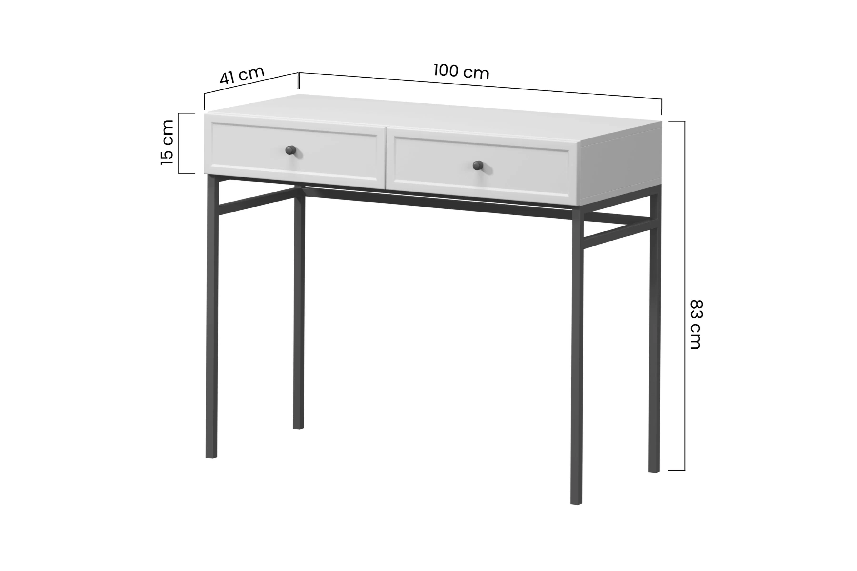Konzolový Stolík / Toaletný stolík Lorini 100 cm so zásuvkami - kašmír / čierny úchyty / Rošt