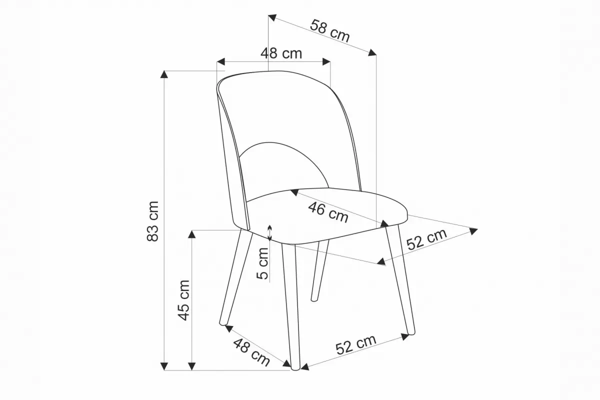 Stolička drevená Kera z tapicerowanym siedziskiem - popol / Drevo debowe
