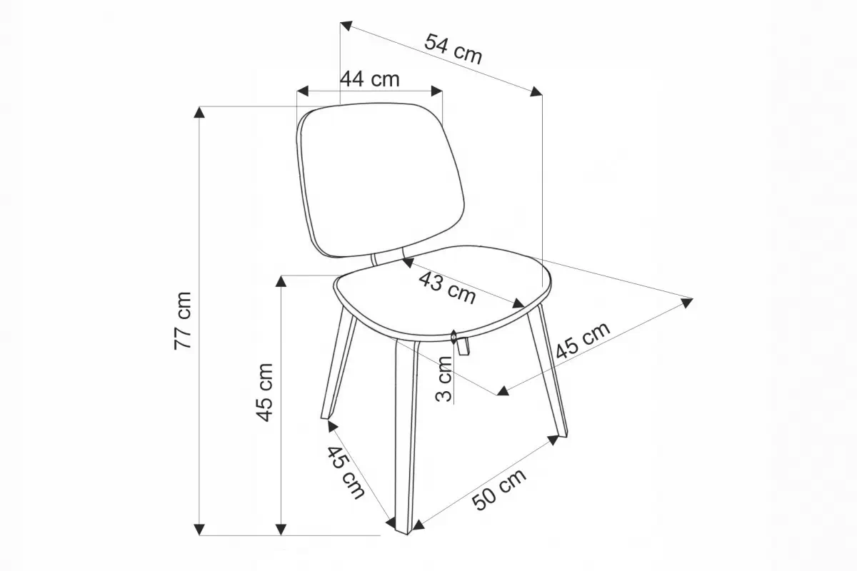 Stolička drevená Ravo z tapicerowanym siedziskiem - popol / orech / čierny