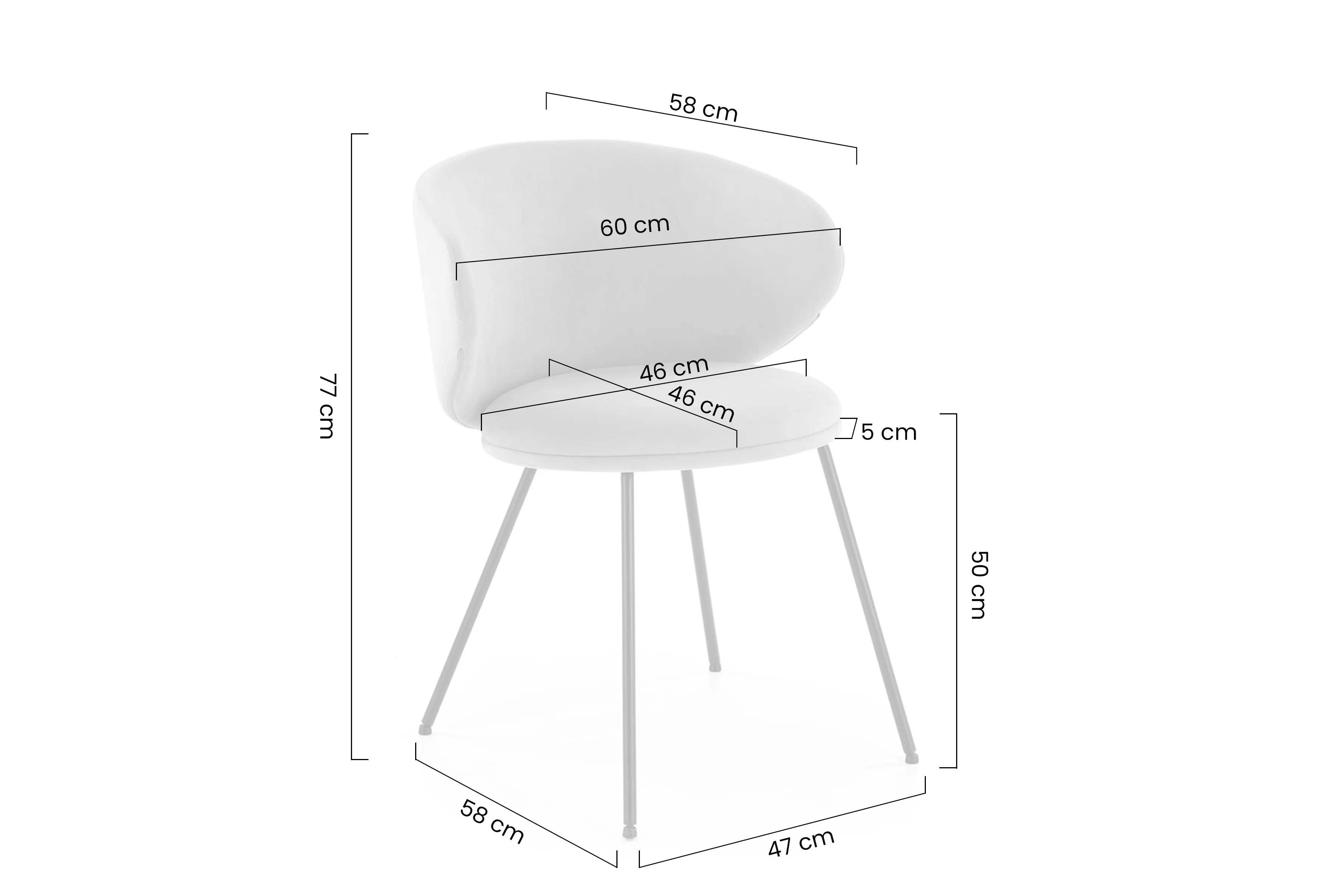 Stolička čalúnená Caleno - bezowe / čierny nožičky