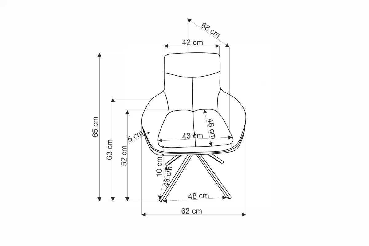Stolička čalúnená Cario otočna - plecionka popielata Vardo 11 / čierny nožičky